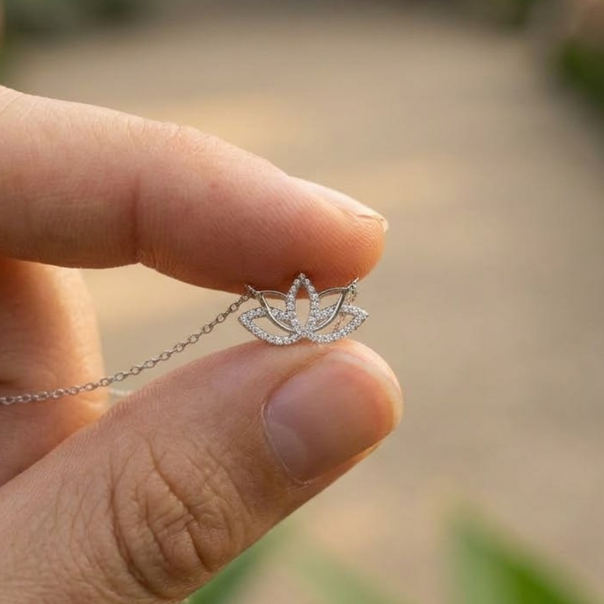 Serene Lotus 0.33 CTW Diamond Flower Necklace in 9K, 14K & 18K Gold