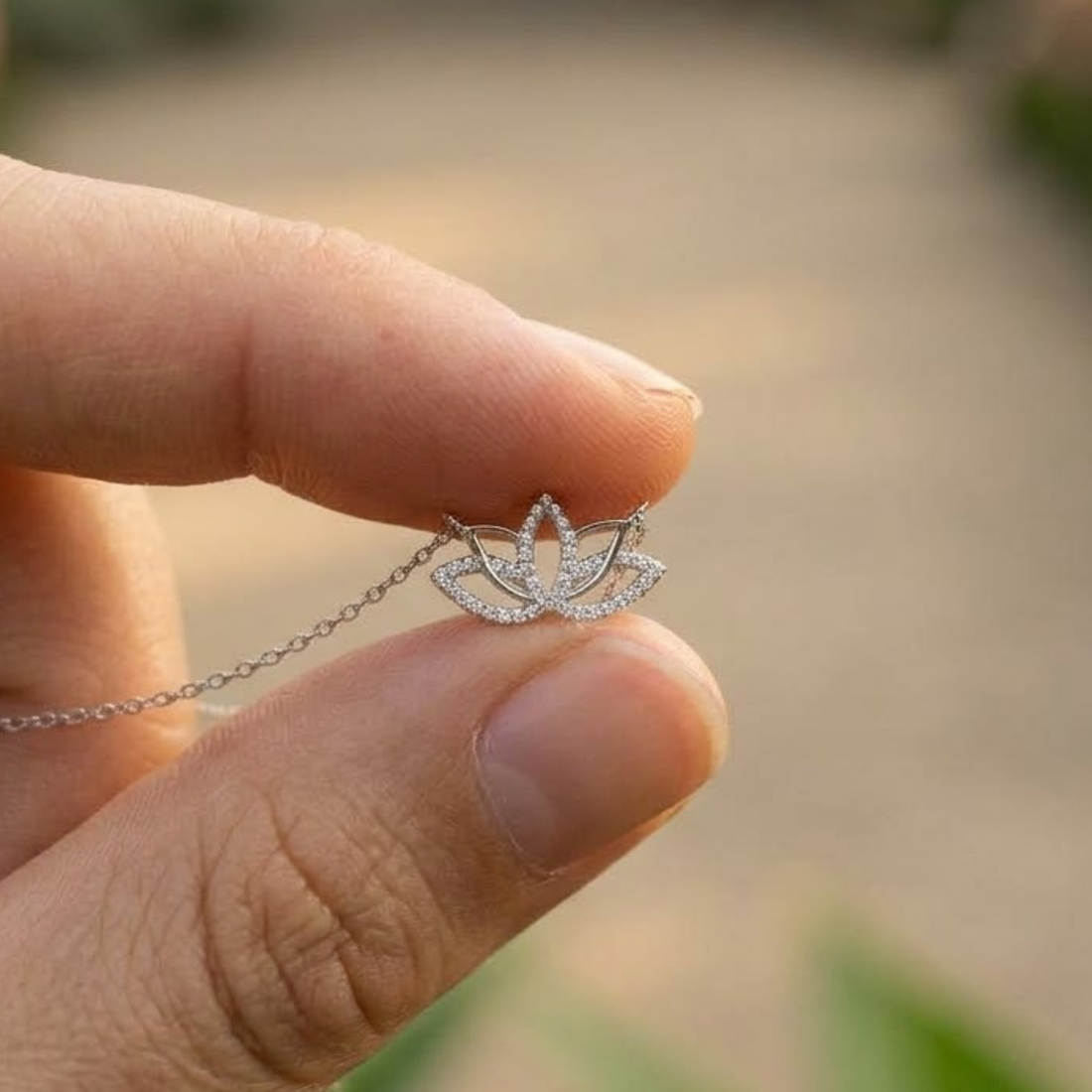 Serene Lotus 0.33 CTW Diamond Flower Necklace in 9K, 14K & 18K Gold
