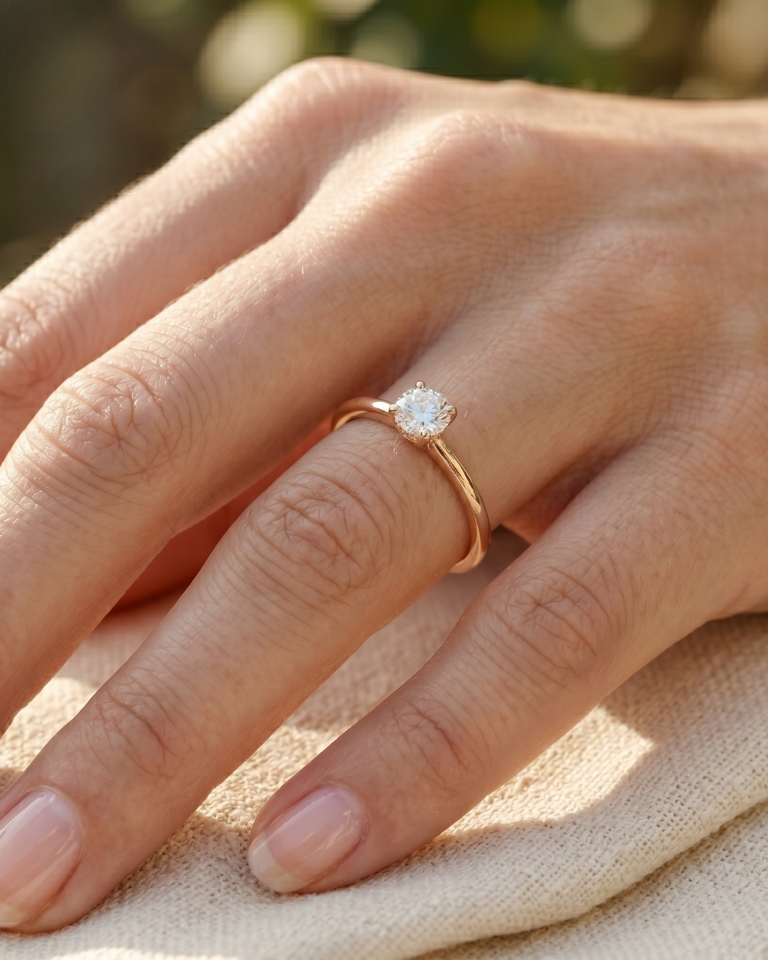 Premium 1.236 CT round diamond ring by Kiashaa Jewellery in rose gold for weddings and anniversary gifting.