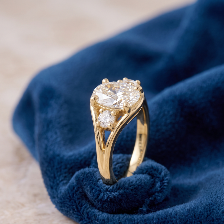 Kiashaa Jewellery oval and round diamond split shank engagement ring