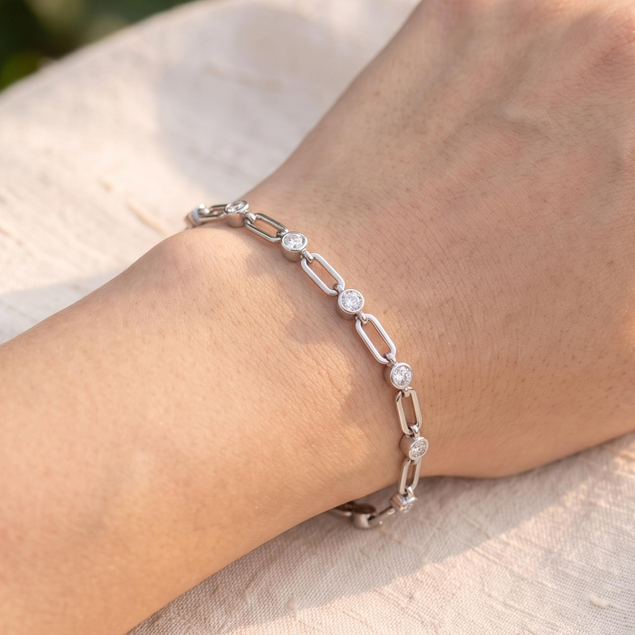 2.34 CTW Round Diamond Paperclip Link Bracelet
