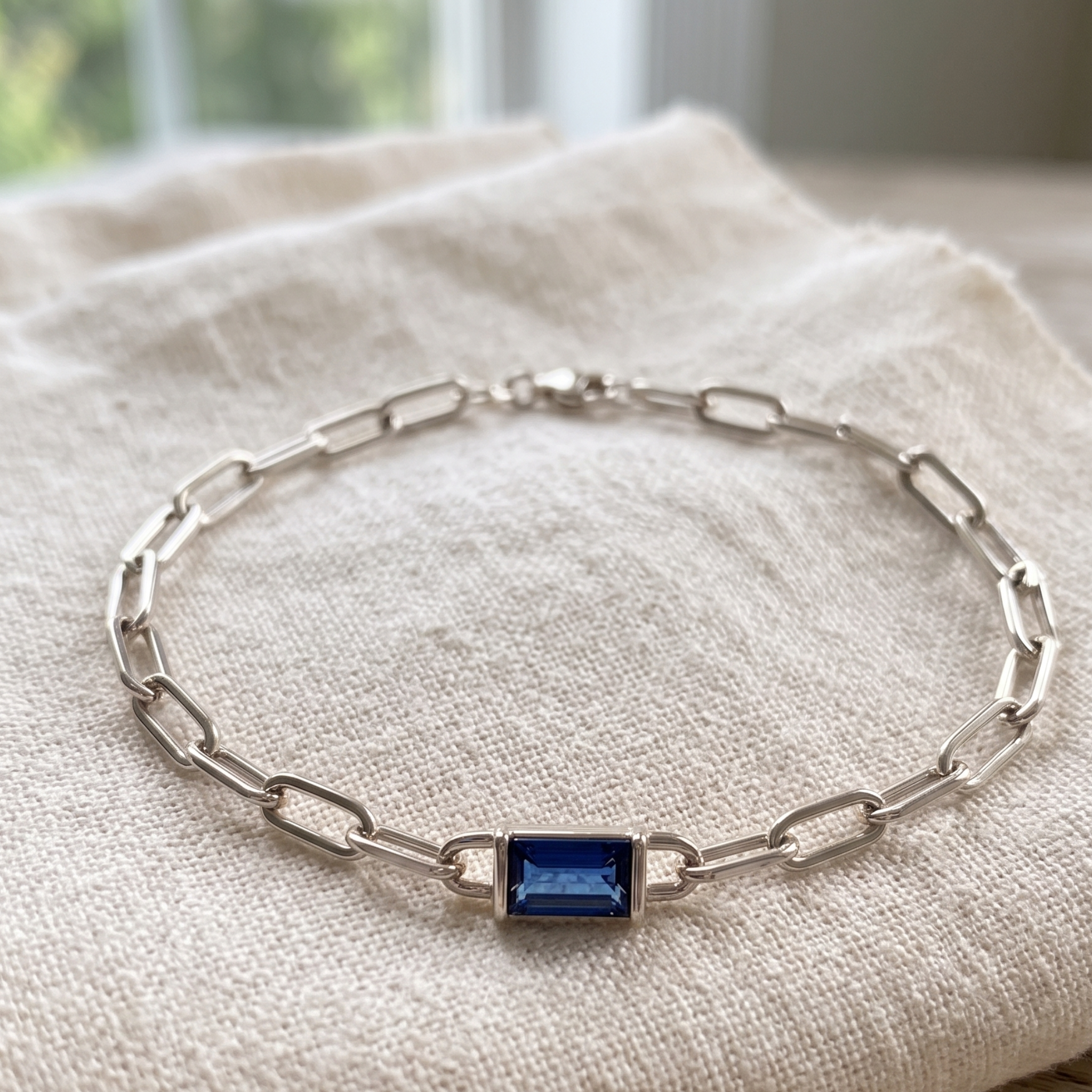 Royal Blue Emerald 2.58 CT Gemstone Link Bracelet in 9K, 14K & 18K Gold