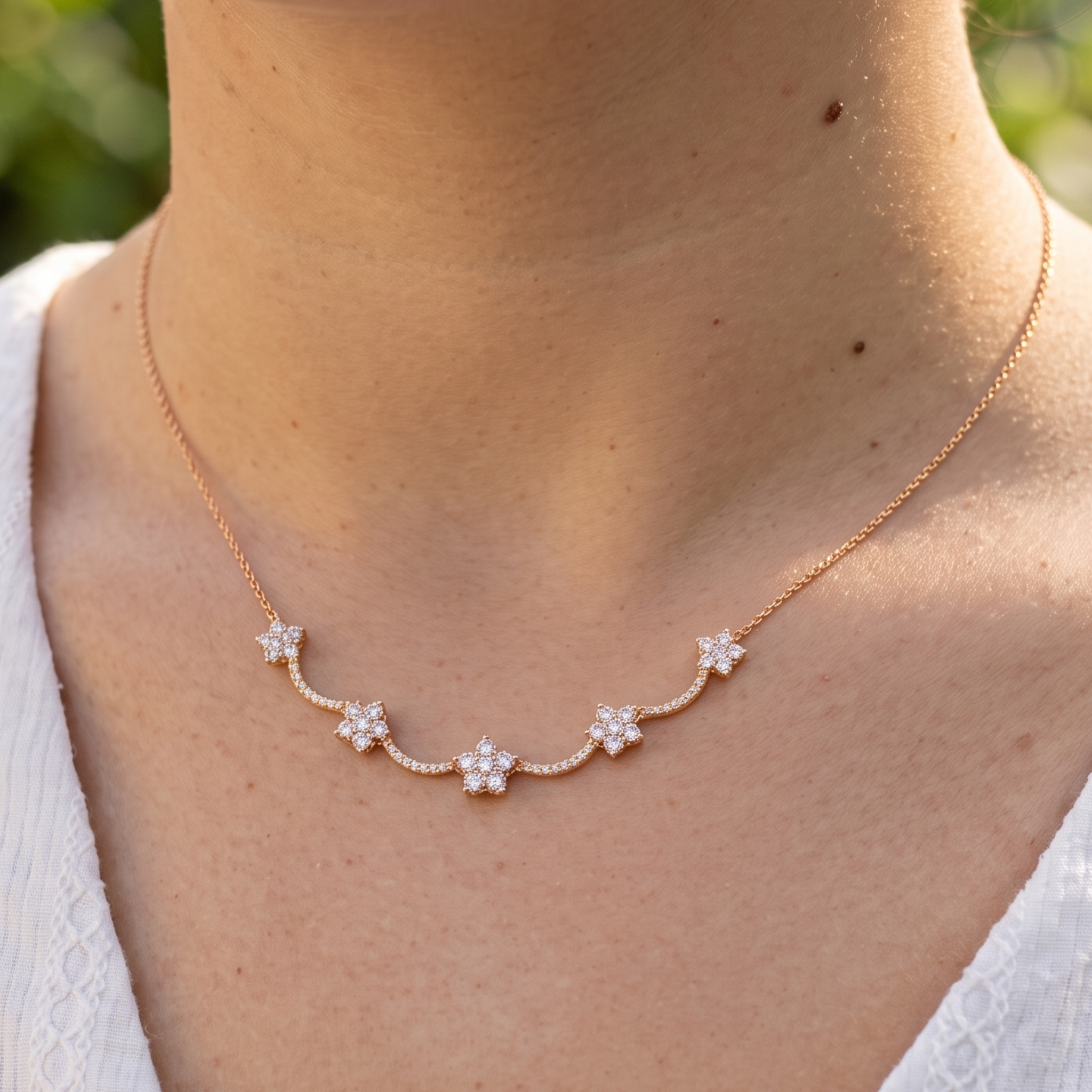 Bloom Grace 1.42 CTW Diamond Flower Necklace in 9K, 14K & 18K Gold
