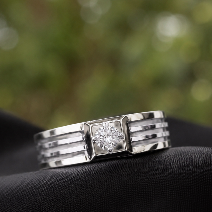Regal Line 0.30 CT Round Diamond Men’s Ring in 9K, 14K & 18K Gold