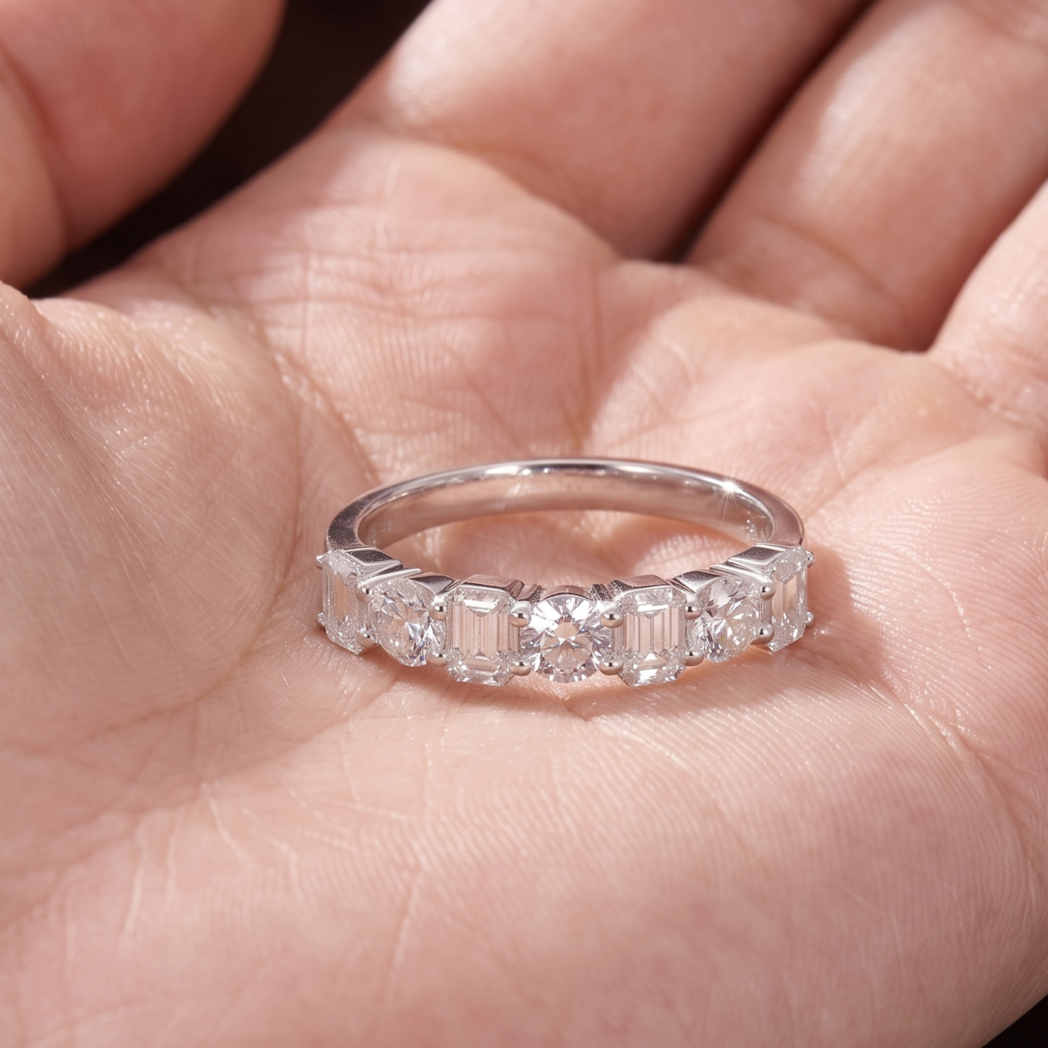 Kiashaa Jewellery 1.41 CT mixed-cut seven-stone diamond ring