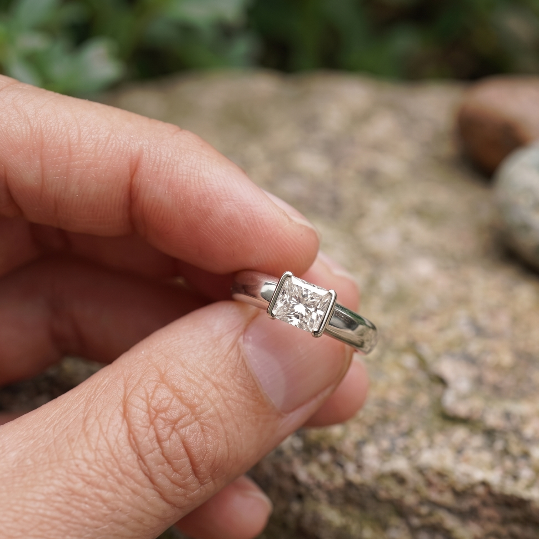 Kiashaa Jewellery 1.93 CT princess-cut solitaire ring in polished yellow gold.