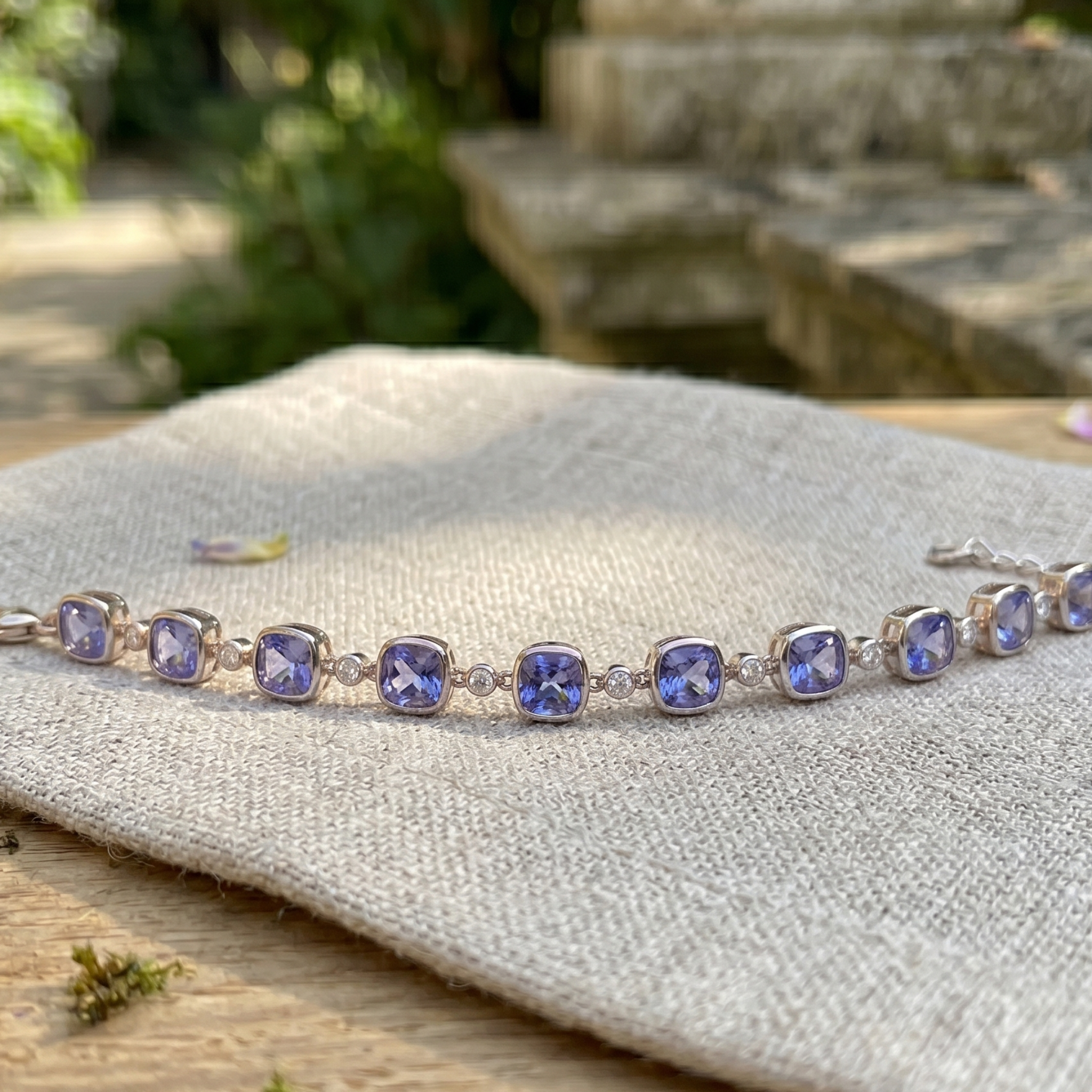 4.86 CTW Blue Sapphire & Lab-Grown Diamond Tennis Bracelet