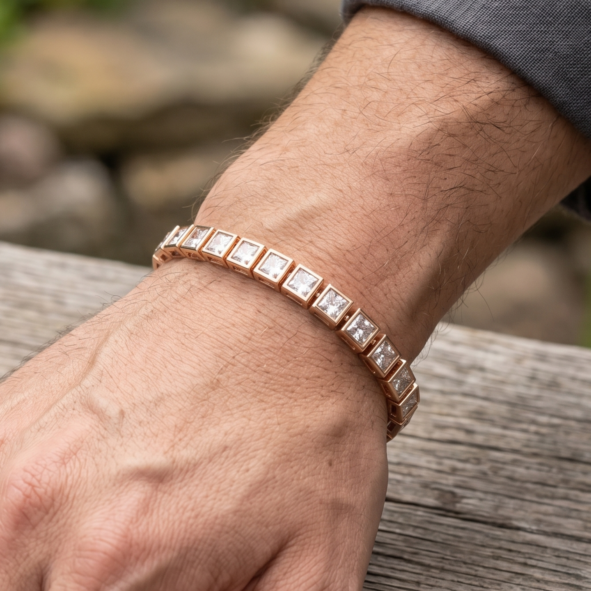11.20 CTW Princess-Cut Diamond Tennis Bracelet for Men