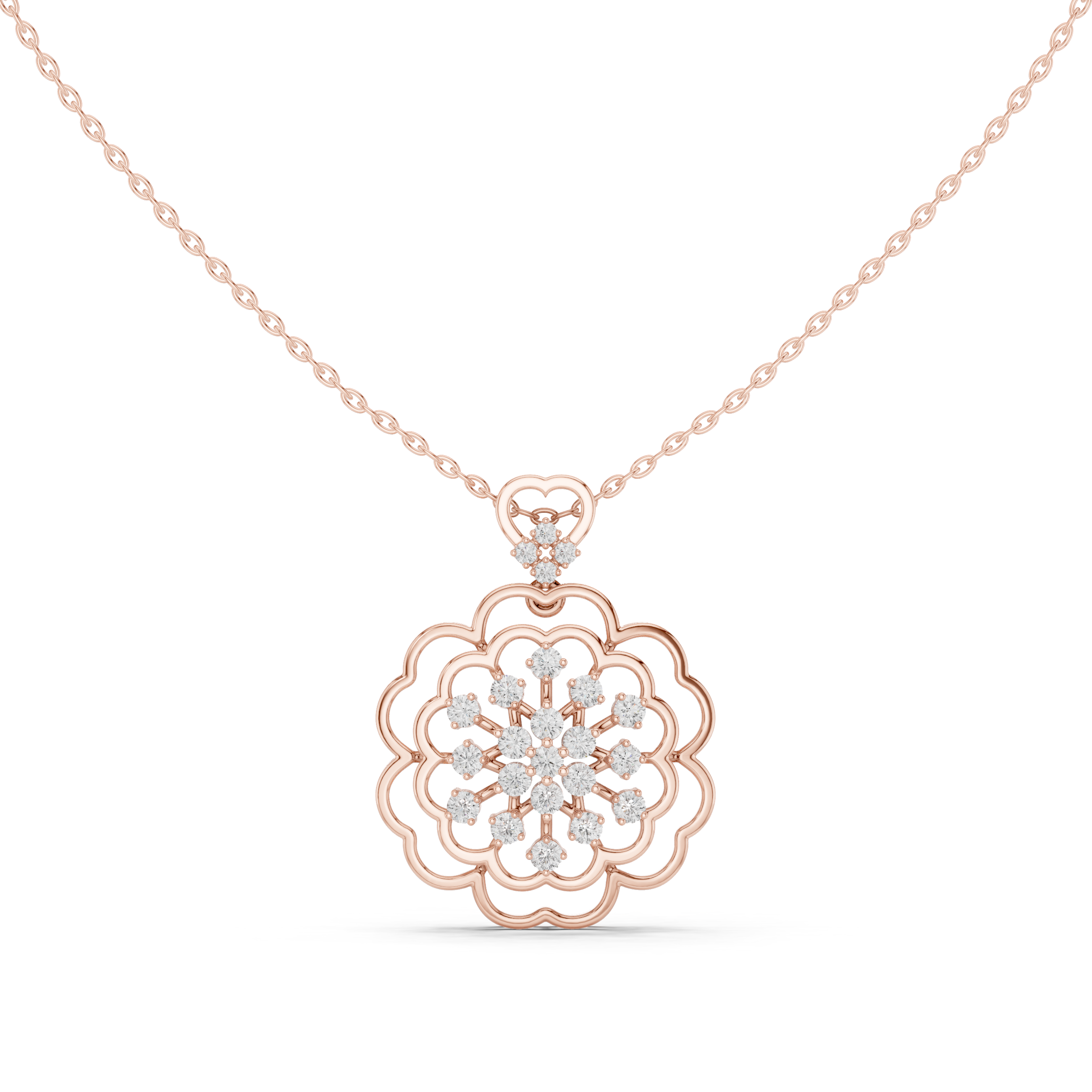 Floral Lab-Grown Diamond Pendant in 14K/18K Gold