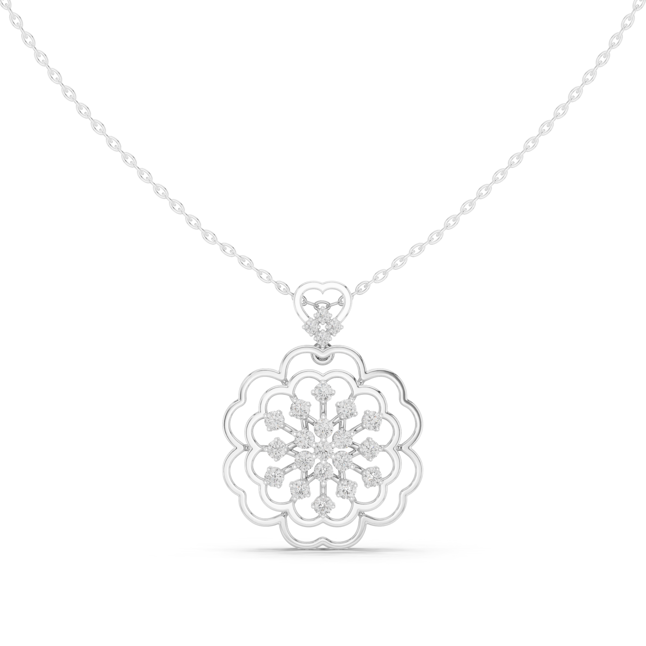 Floral Lab-Grown Diamond Pendant in 14K/18K Gold