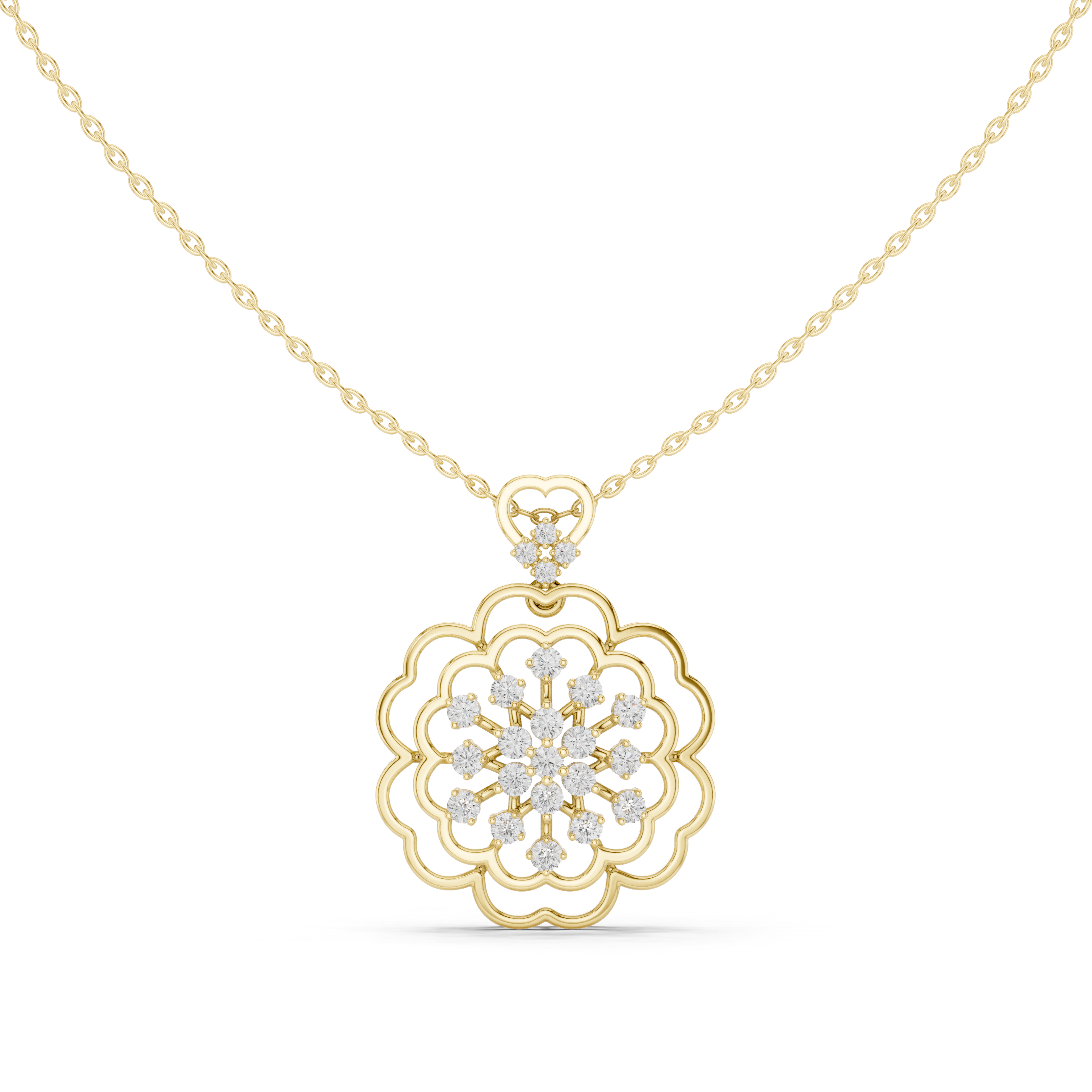 Floral Lab-Grown Diamond Pendant in 14K/18K Gold