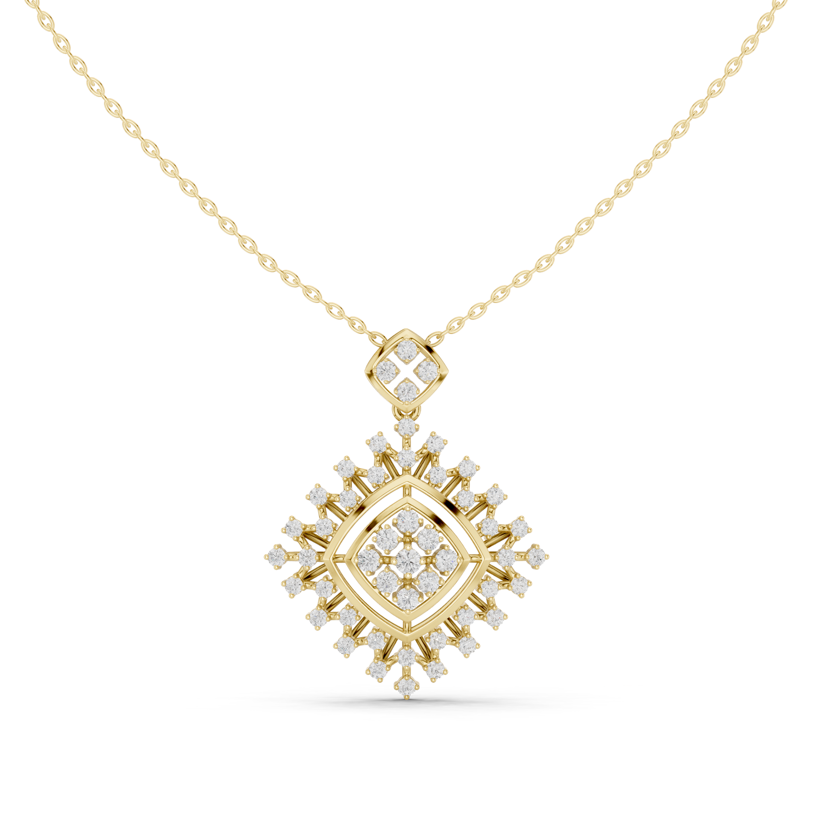 Geometric Lab-Grown Diamond Pendant in 14K/18K Gold