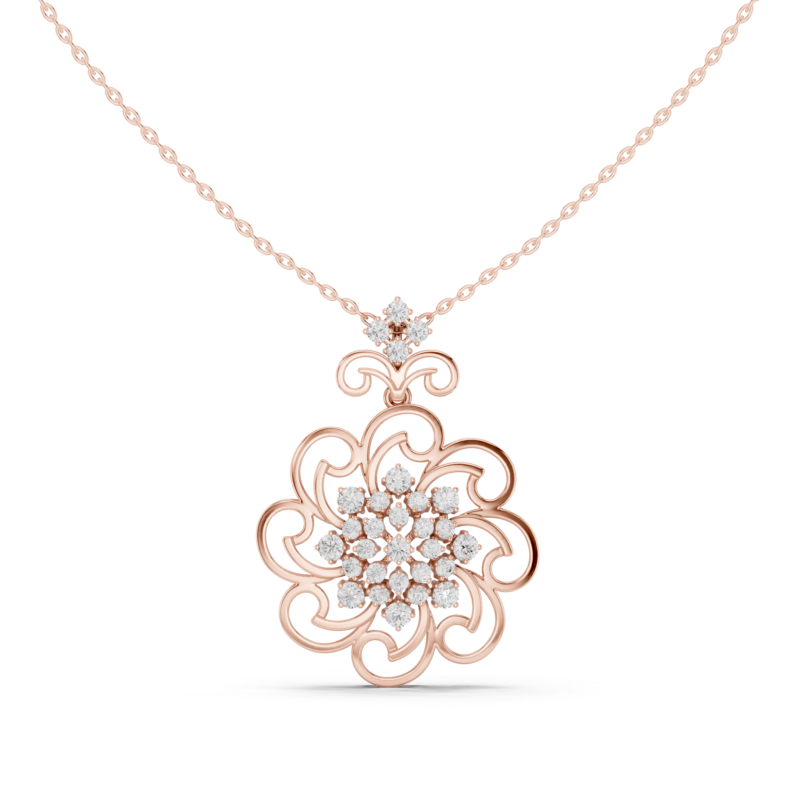 Floral Lab-Grown Diamond Pendant in 14K/18K Gold