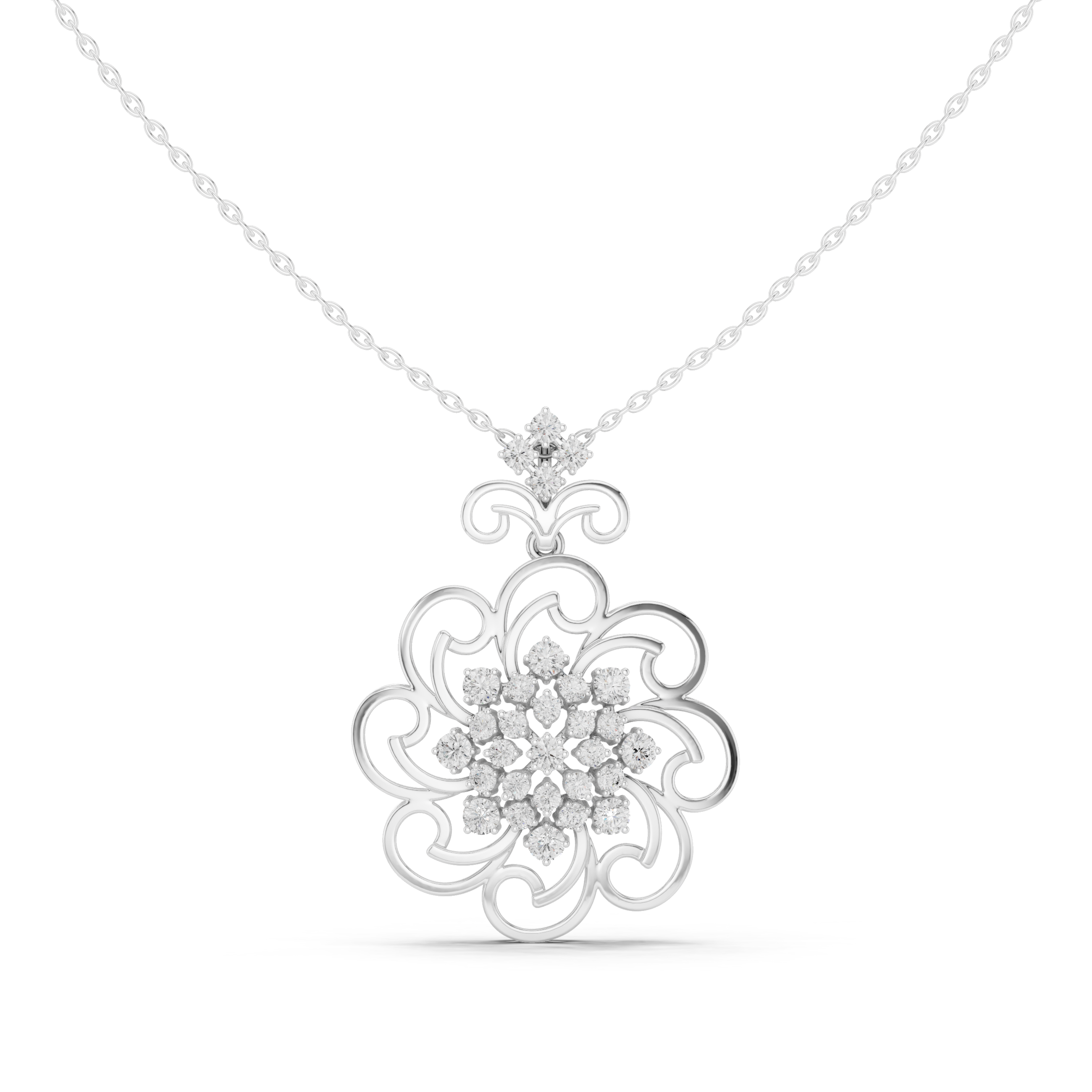 Floral Lab-Grown Diamond Pendant in 14K/18K Gold