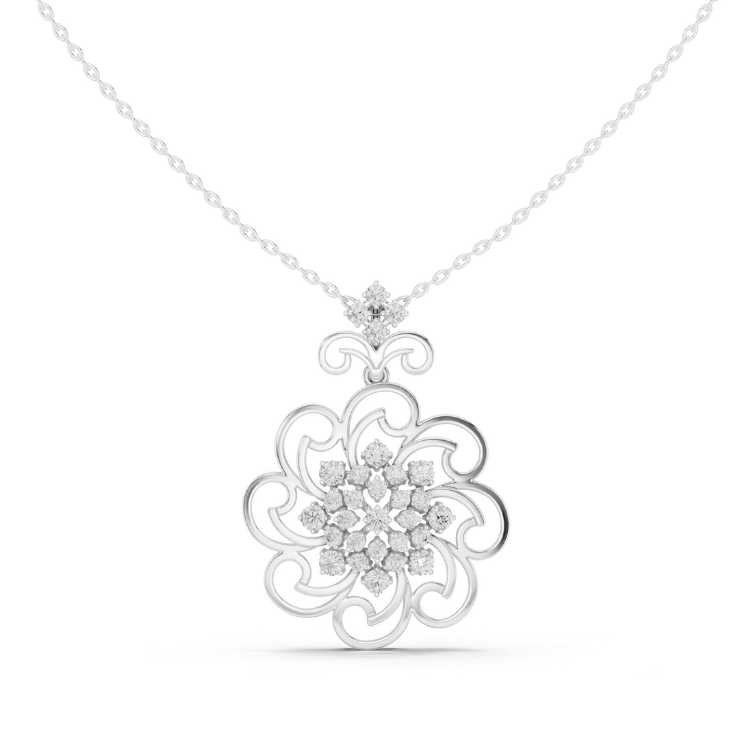 Floral Lab-Grown Diamond Pendant in 14K/18K Gold
