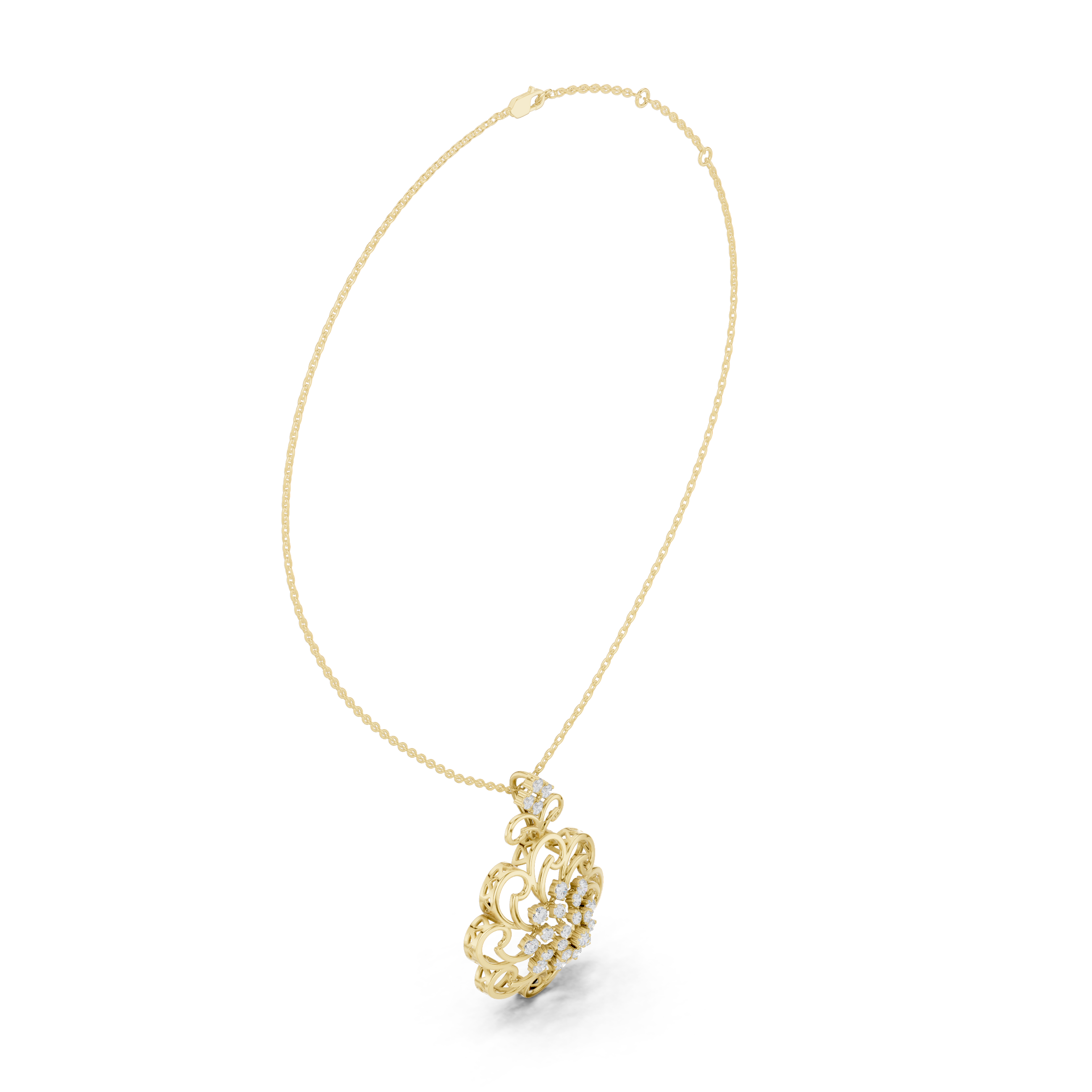 Floral Lab-Grown Diamond Pendant in 14K/18K Gold