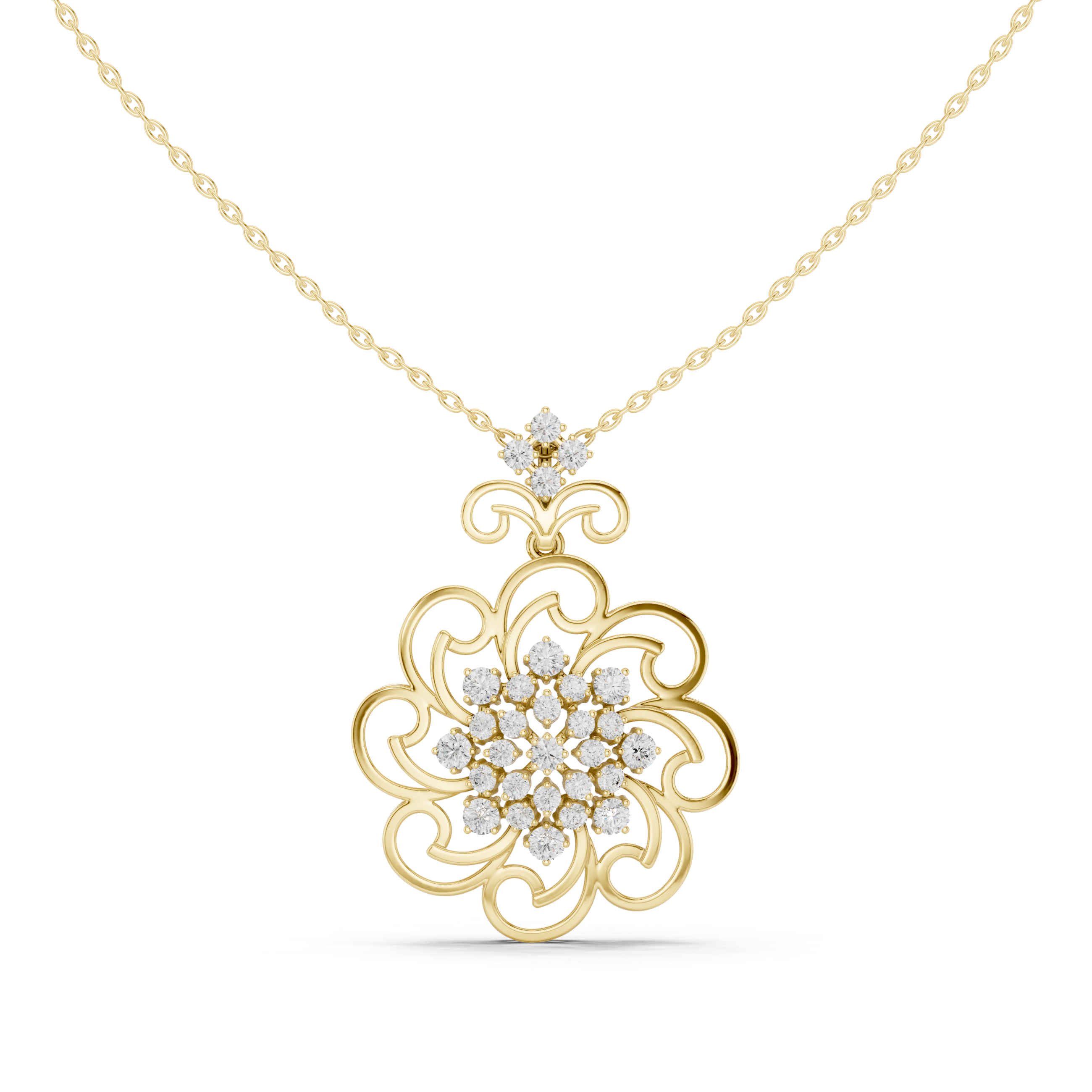 Floral Lab-Grown Diamond Pendant in 14K/18K Gold