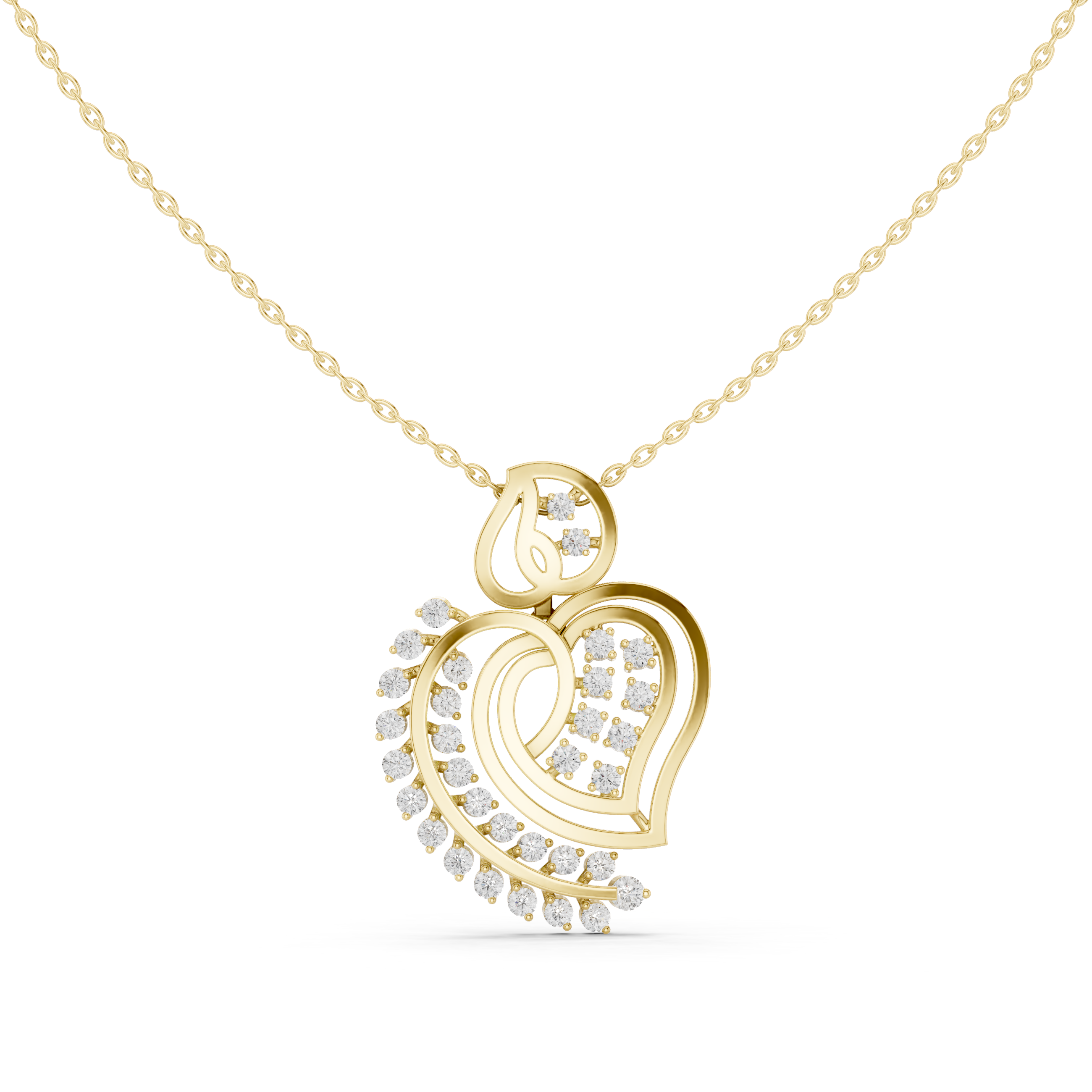 Elegant Heart-Shaped Diamond Pendant | 14K & 18K Gold | IGI Certified