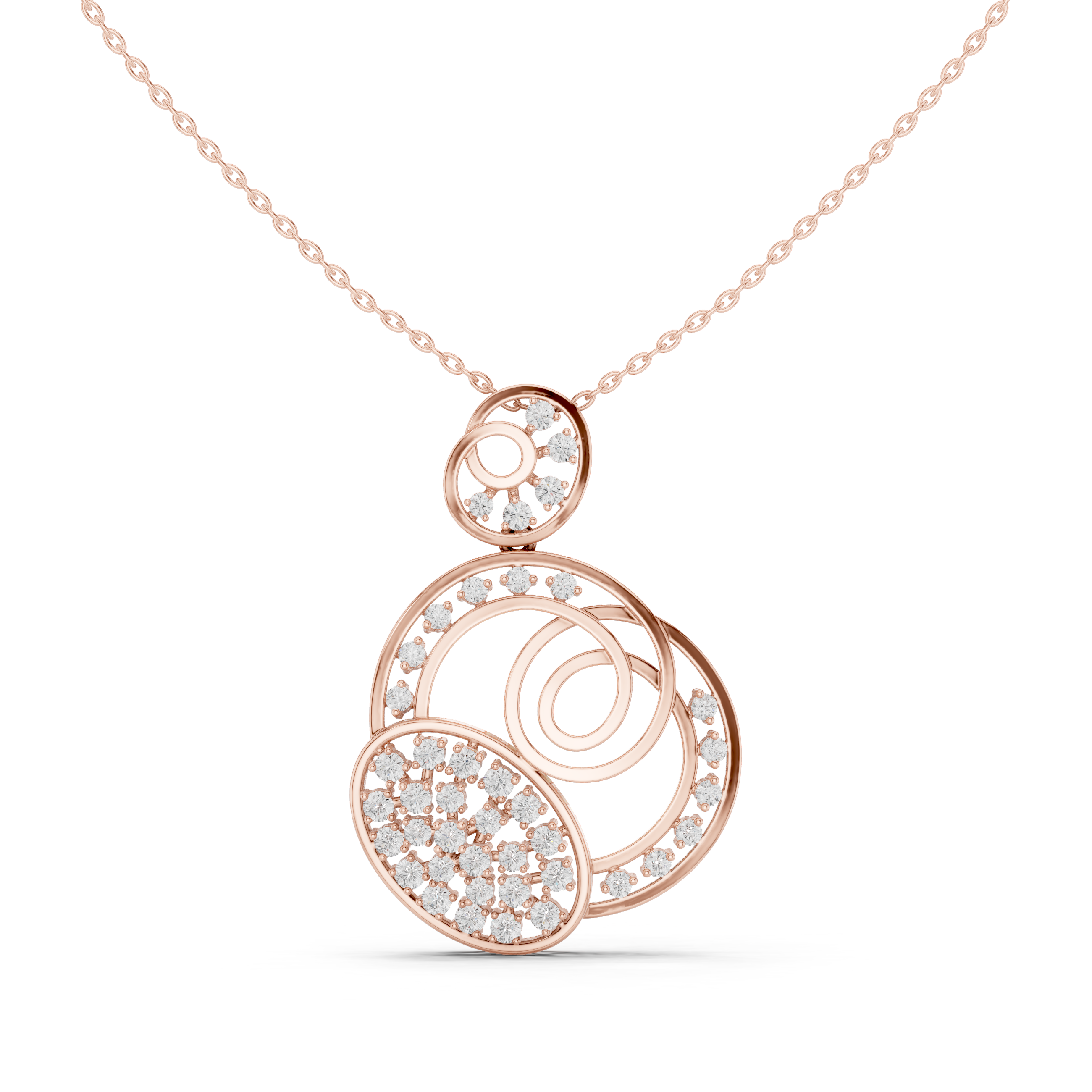 Modern Triple Circle Diamond Pendant | 14K & 18K Gold | IGI Certified