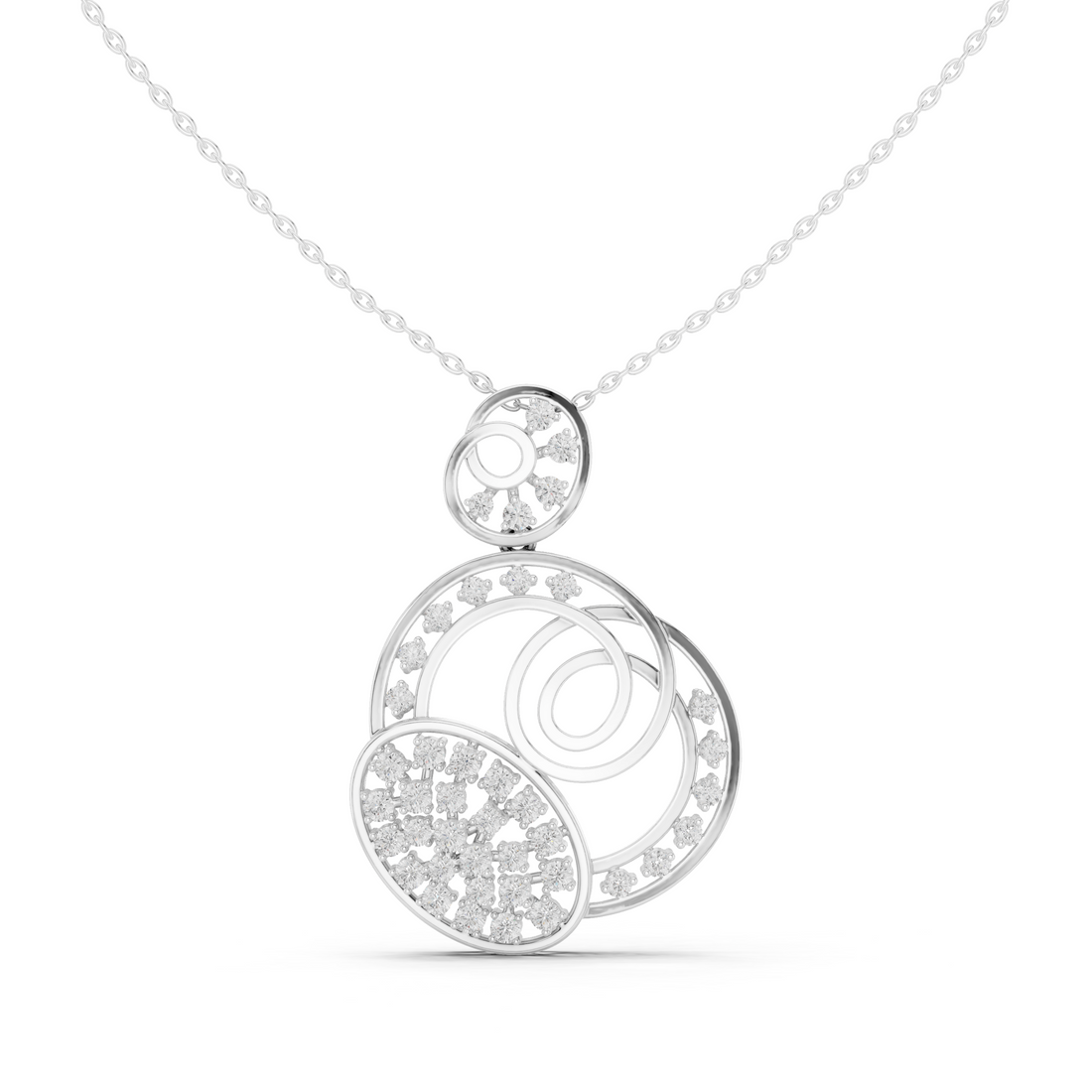 Modern Triple Circle Diamond Pendant | 14K & 18K Gold | IGI Certified