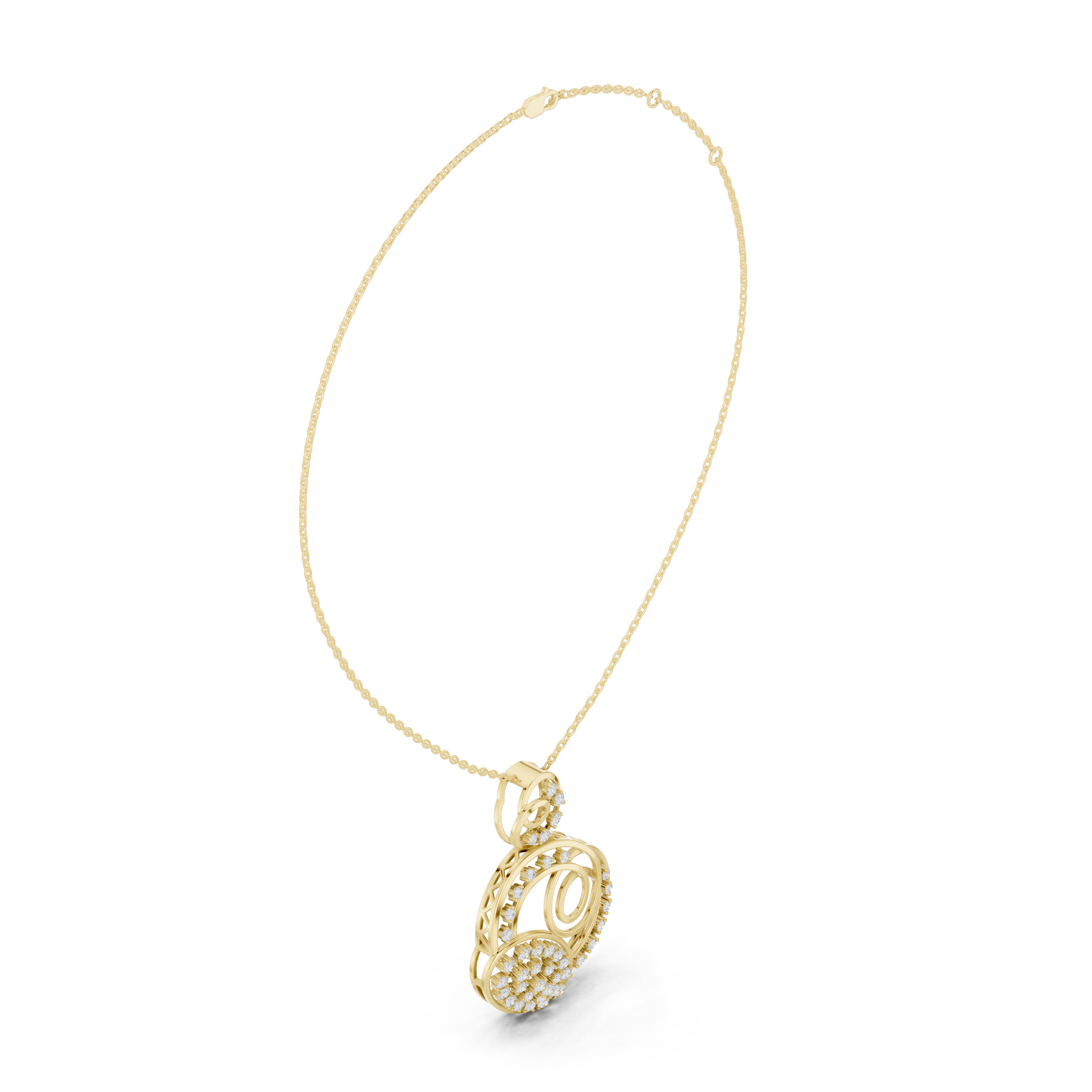 Modern Triple Circle Diamond Pendant | 14K & 18K Gold | IGI Certified