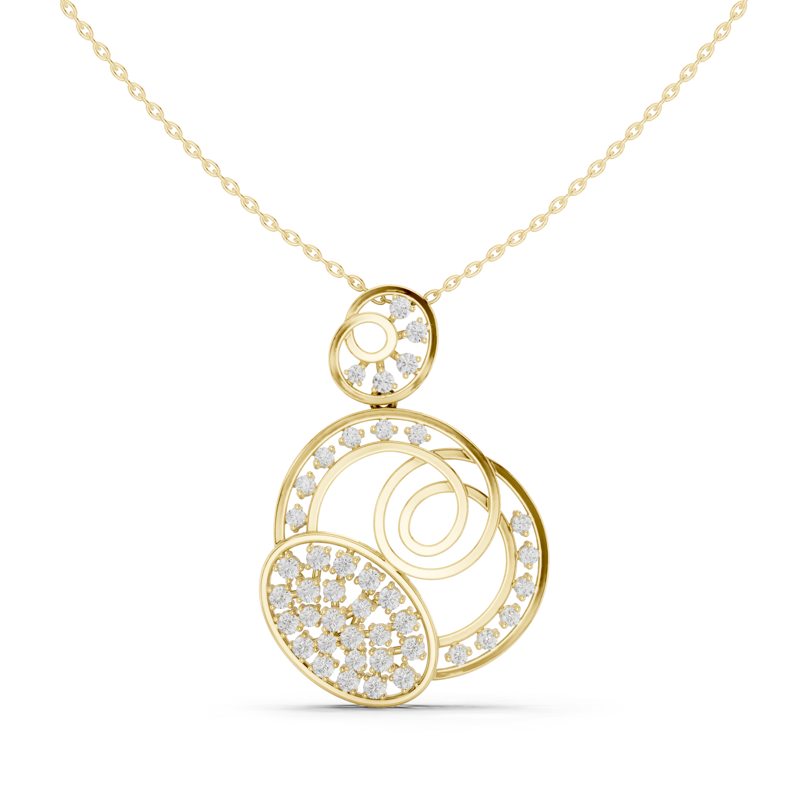 Modern Triple Circle Diamond Pendant | 14K & 18K Gold | IGI Certified