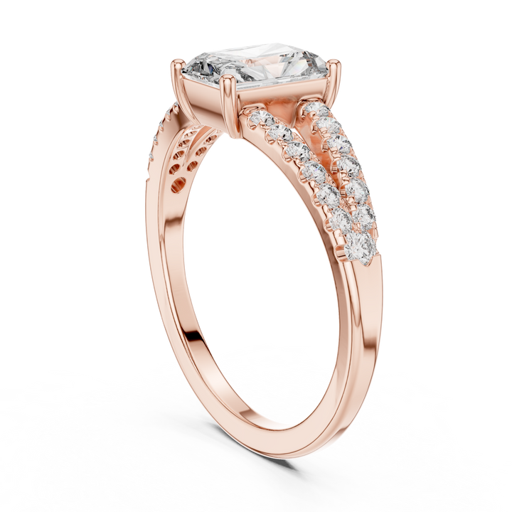 Rose Gold Lab-Grown Diamond Halo Engagement Ring | IGI Certified | Kiashaa Jewellery