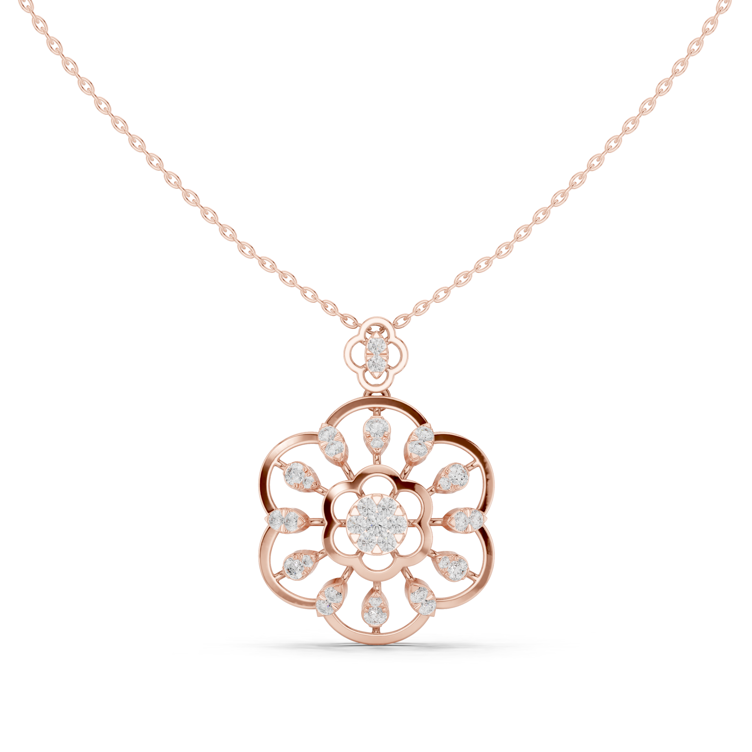 Floral Lab-Grown Diamond Pendant in 14K/18K Gold