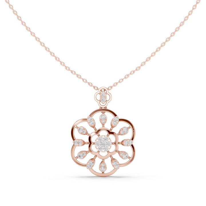 Floral Lab-Grown Diamond Pendant in 14K/18K Gold