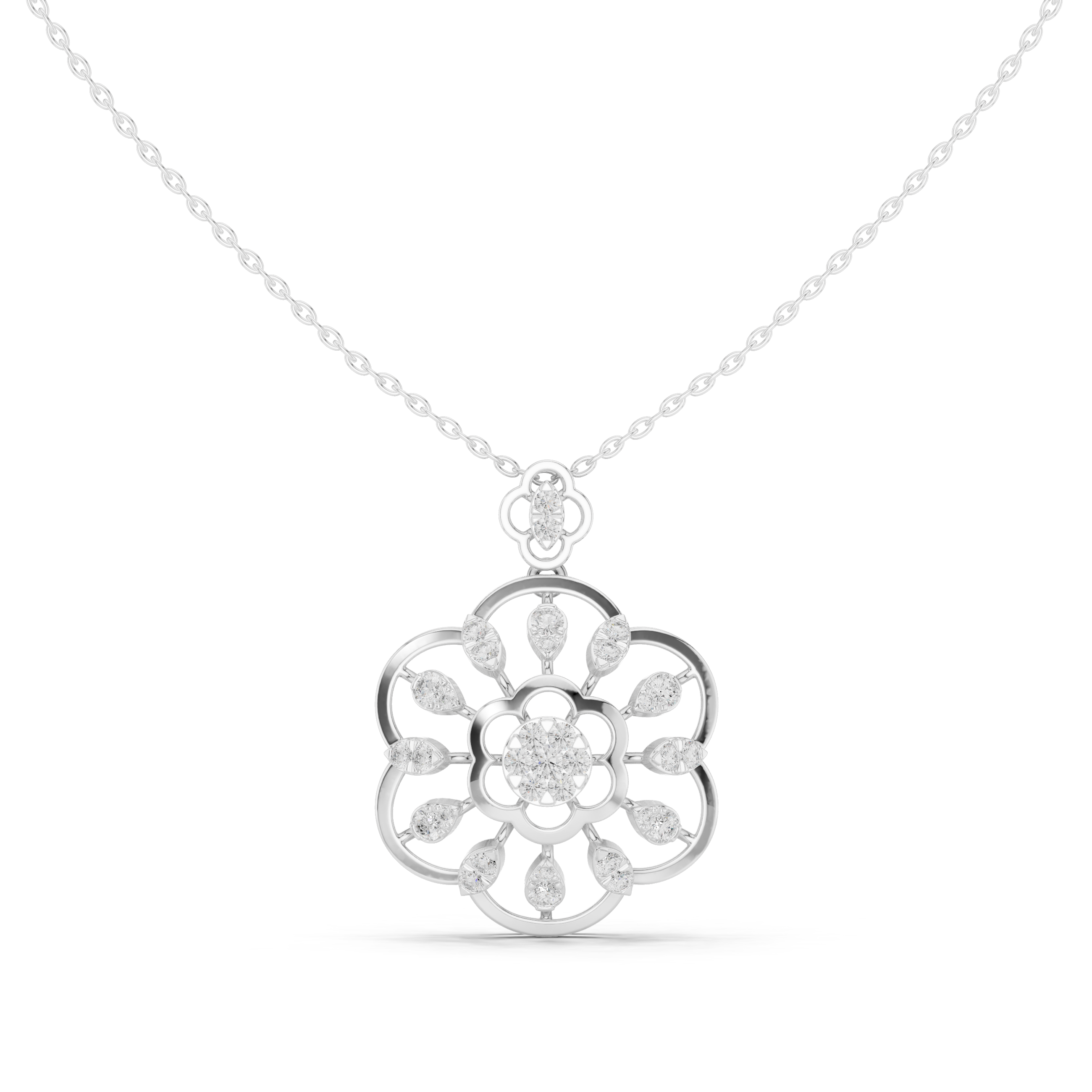 Floral Lab-Grown Diamond Pendant in 14K/18K Gold