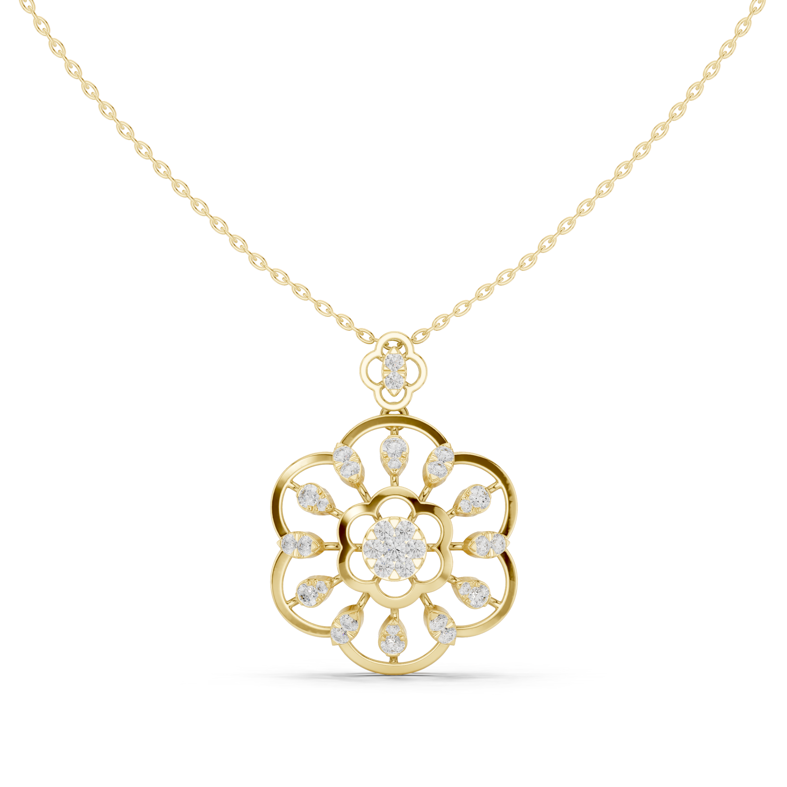 Floral Lab-Grown Diamond Pendant in 14K/18K Gold
