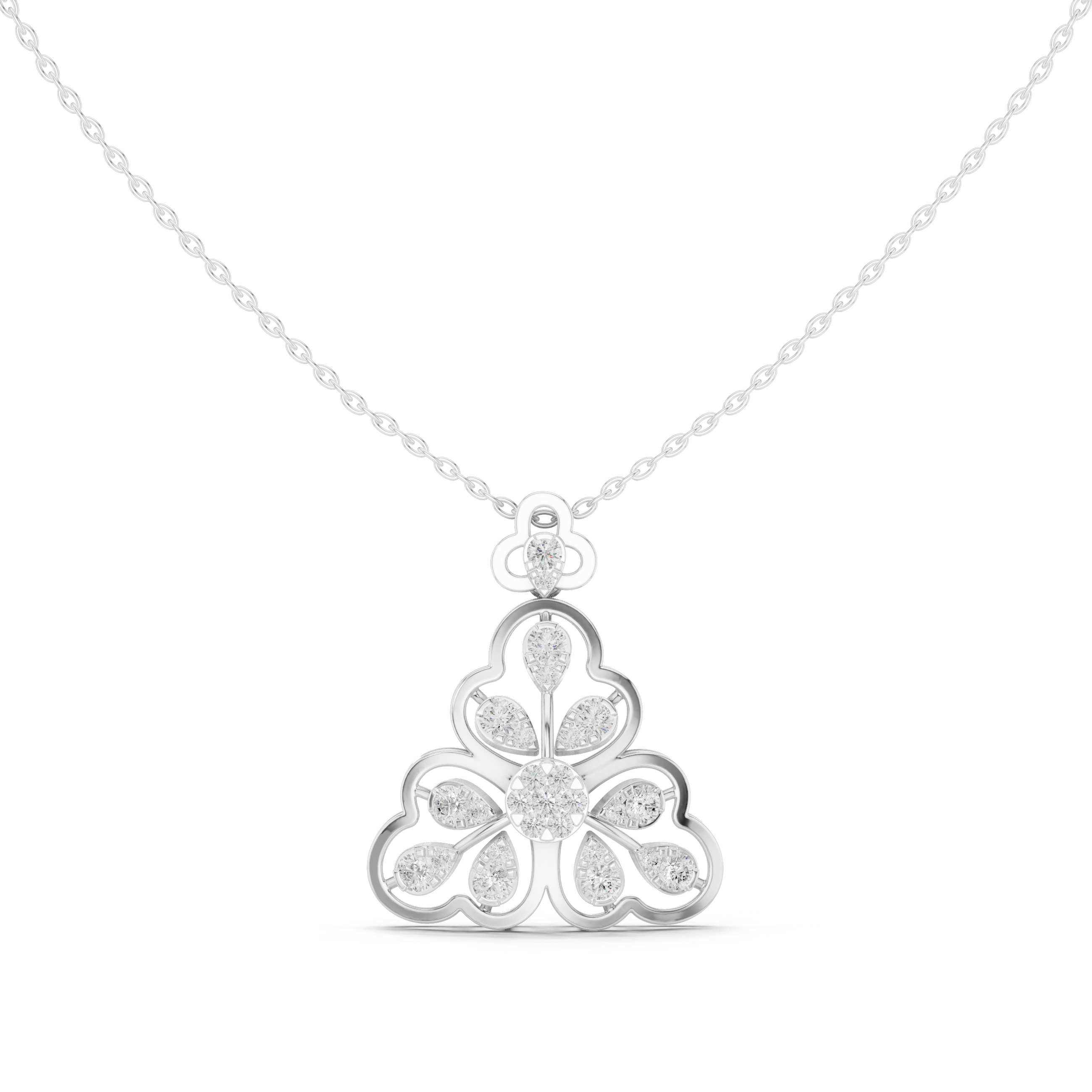 Floral Clover Diamond Pendant | 14K & 18K Gold | IGI Certified