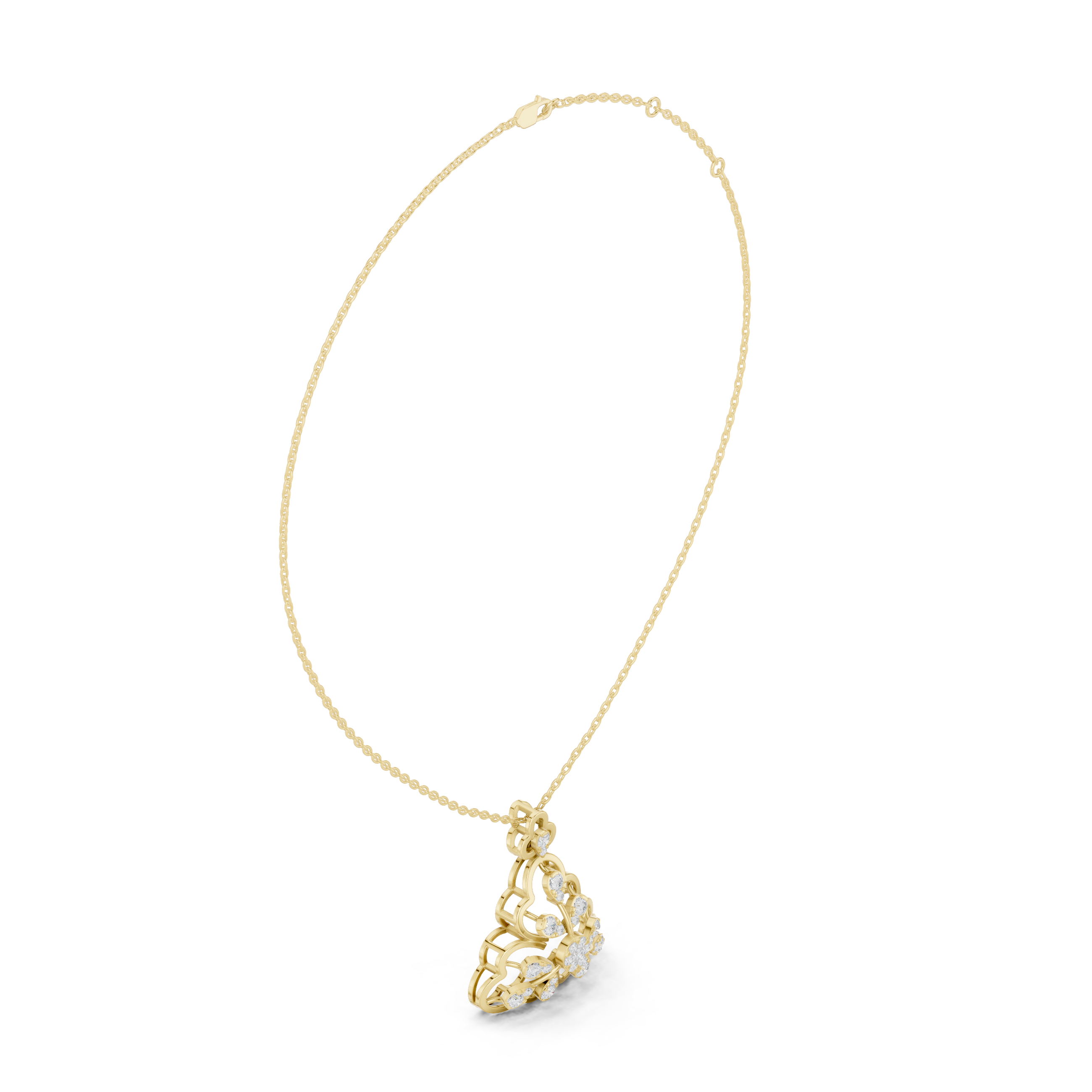 Floral Clover Diamond Pendant | 14K & 18K Gold | IGI Certified