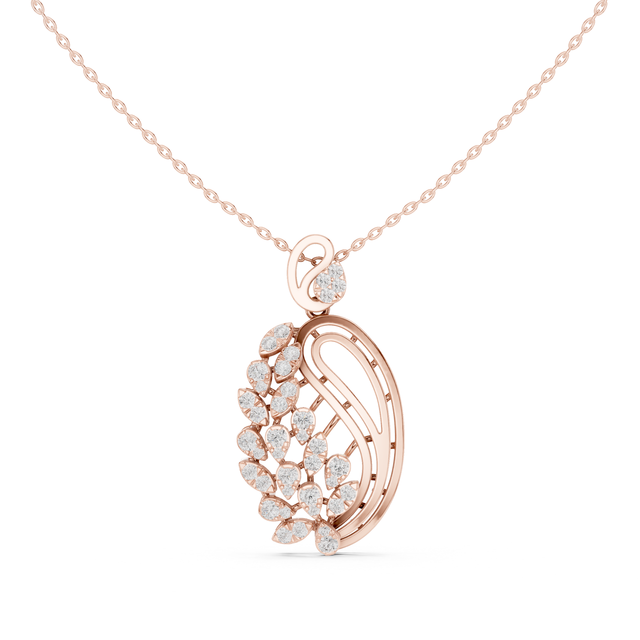 Paisley Leaf Diamond Pendant | 14K & 18K Gold | IGI Certified