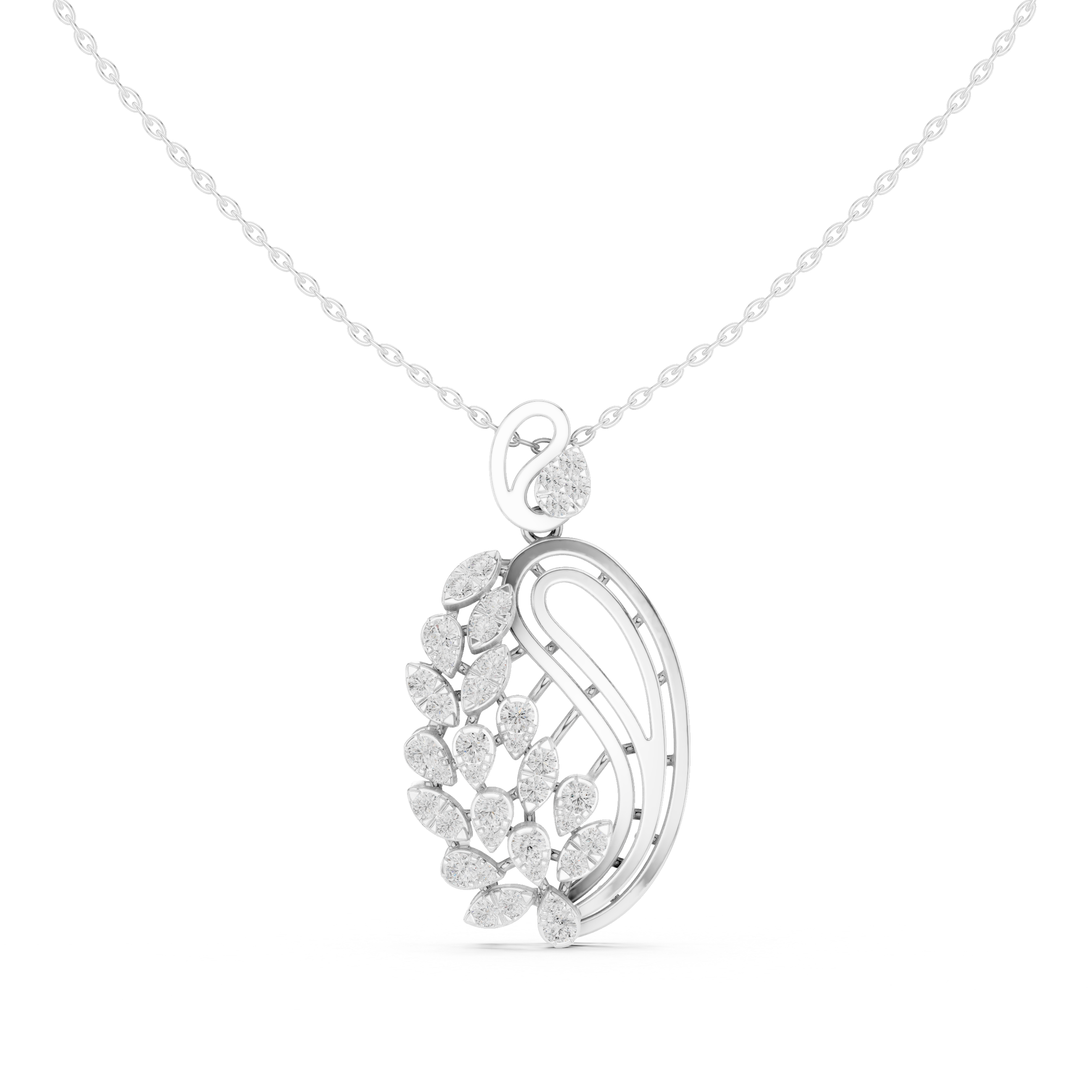 Paisley Leaf Diamond Pendant | 14K & 18K Gold | IGI Certified