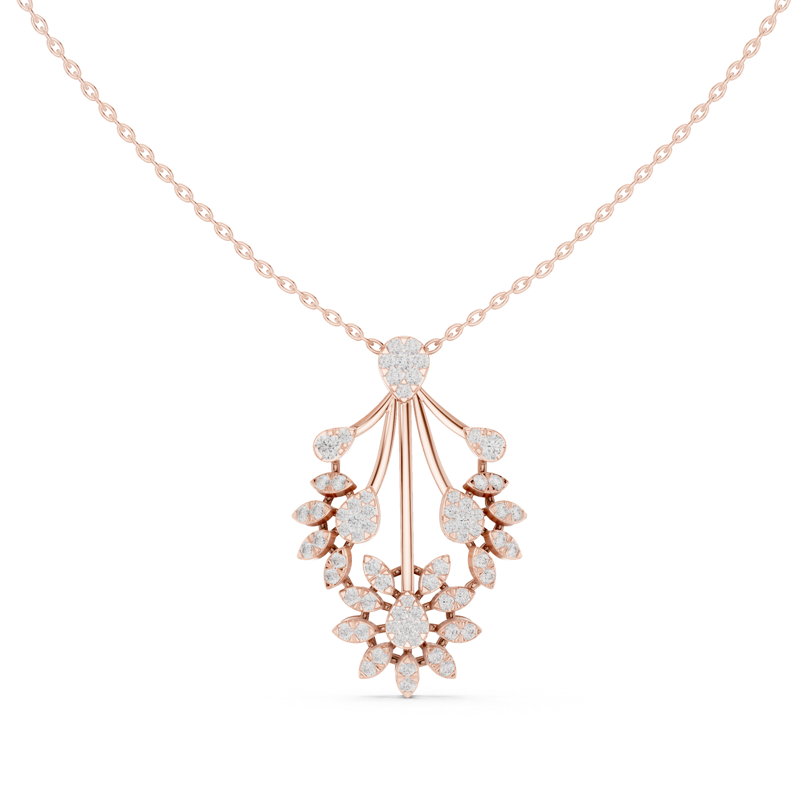 Floral Burst Diamond Pendant | 14K & 18K Gold | IGI Certified