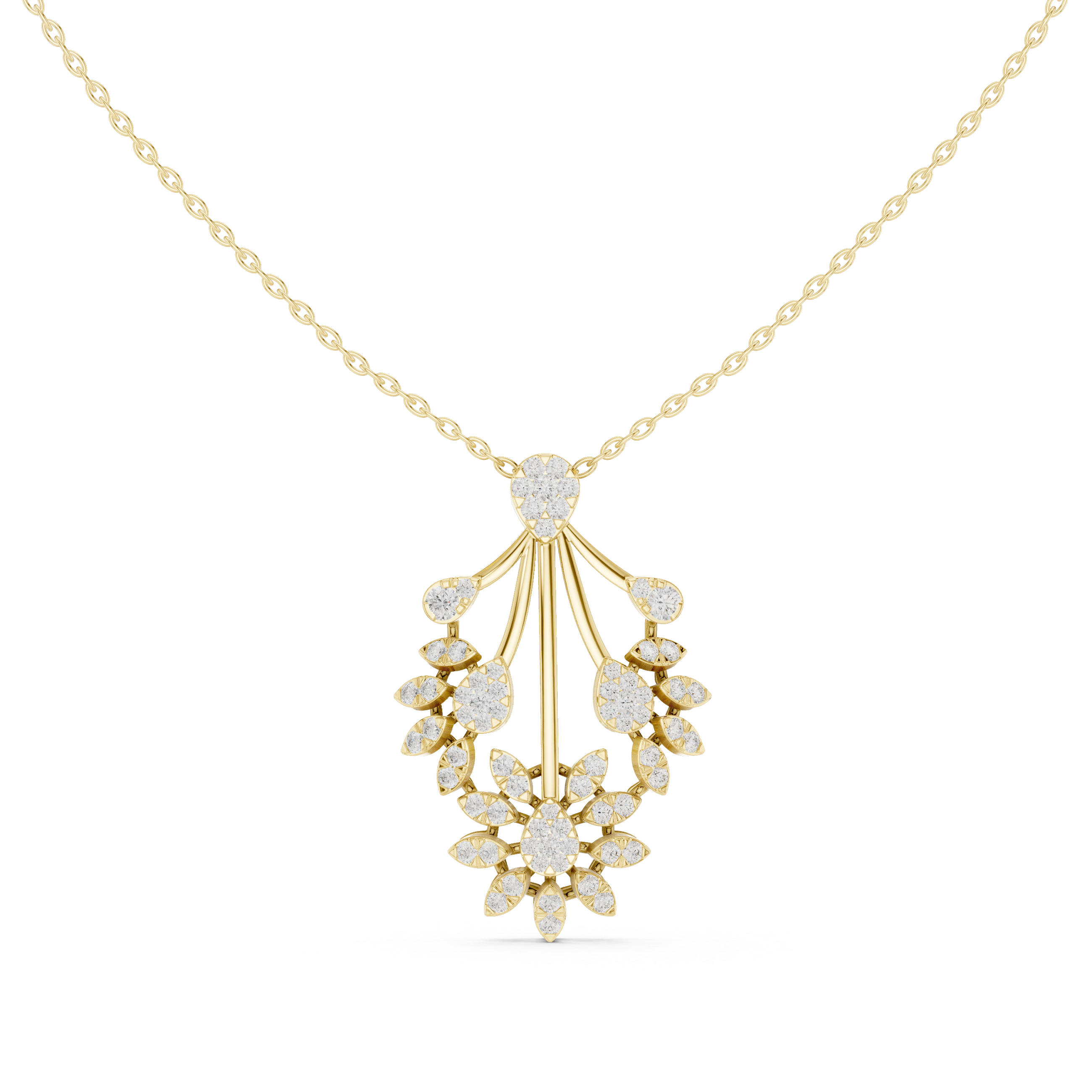 Floral Burst Diamond Pendant | 14K & 18K Gold | IGI Certified