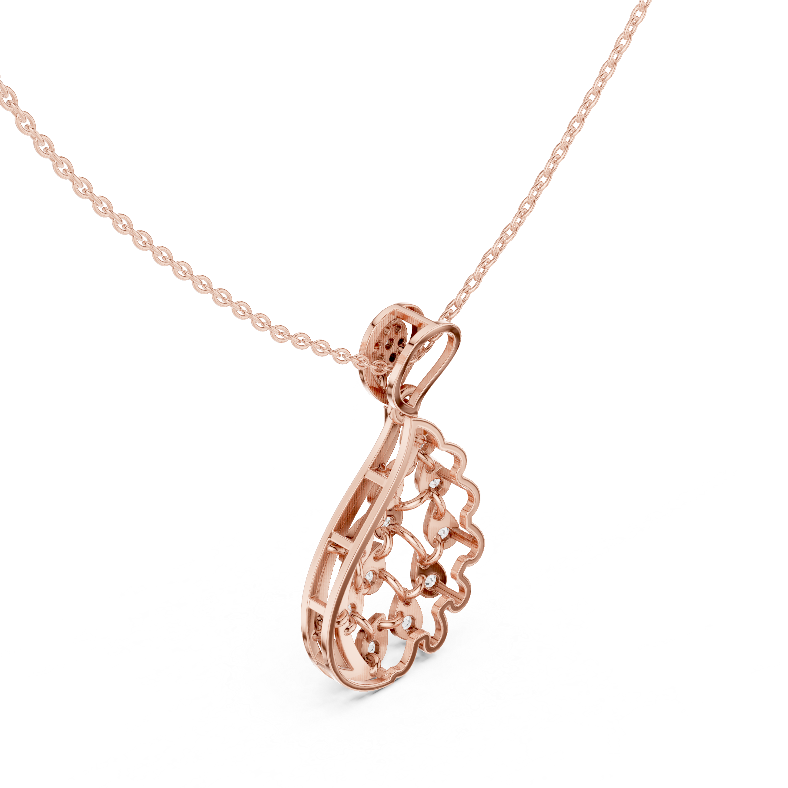 Teardrop Leaf Diamond Pendant | 14K & 18K Gold | IGI Certified