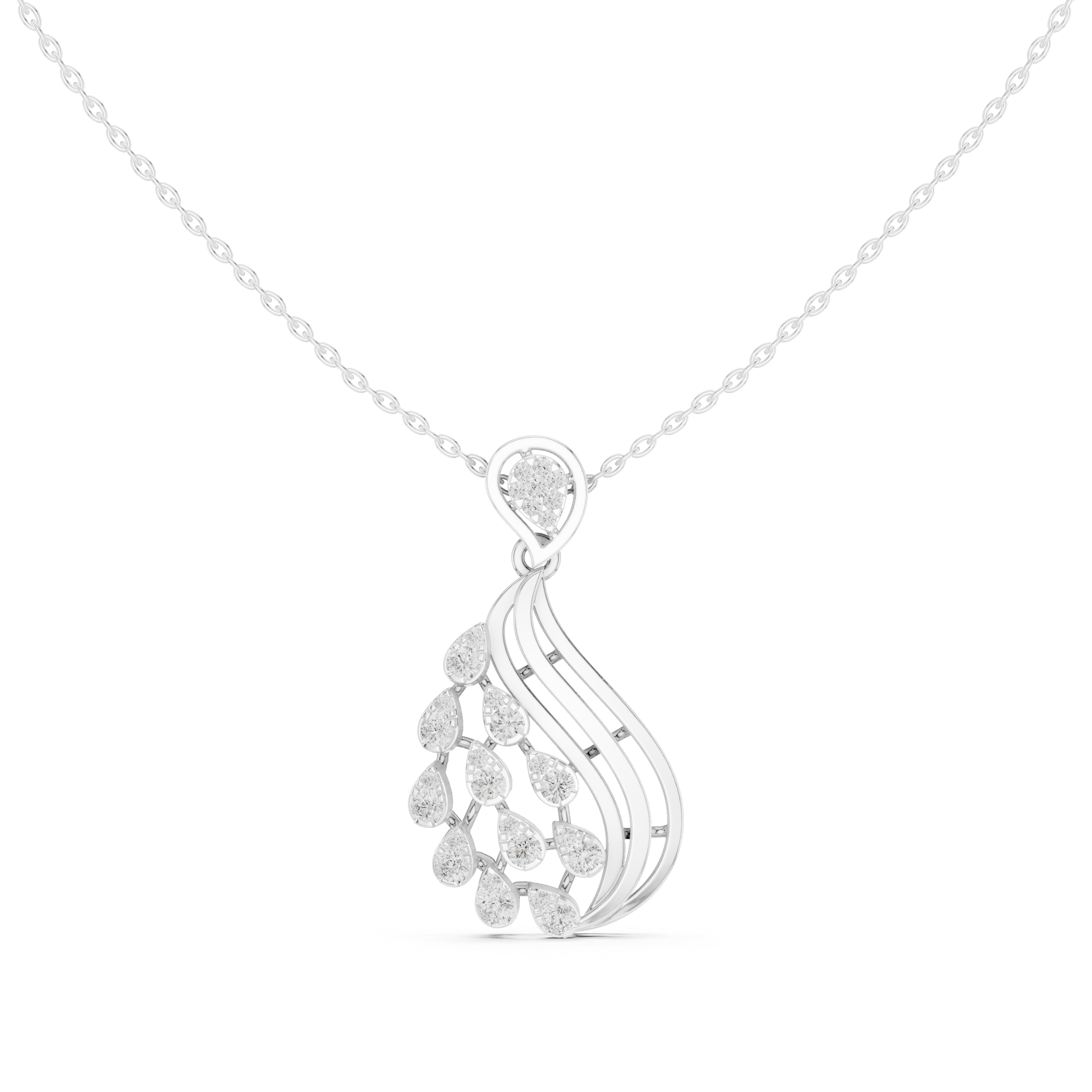 Teardrop Leaf Diamond Pendant | 14K & 18K Gold | IGI Certified