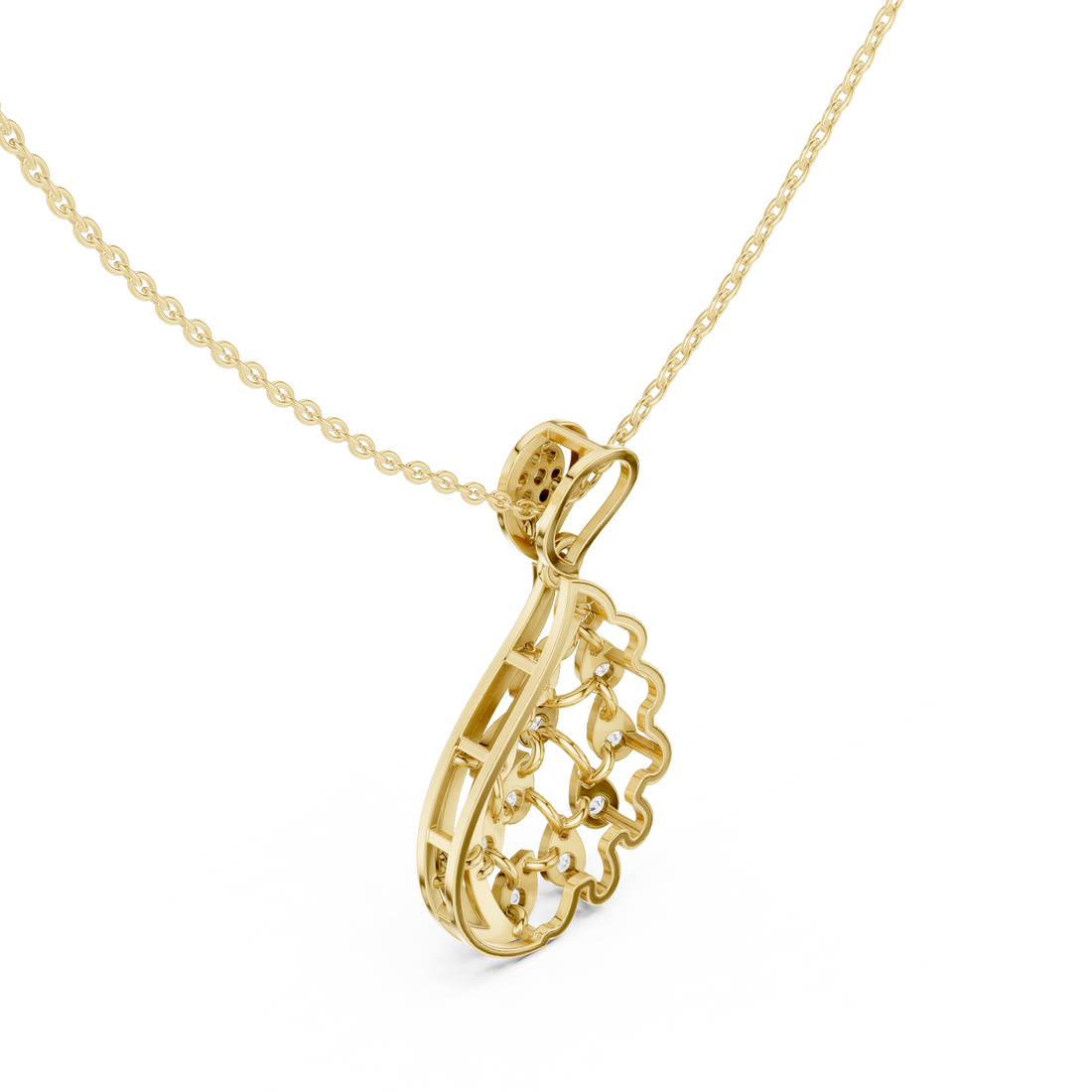 Teardrop Leaf Diamond Pendant | 14K & 18K Gold | IGI Certified