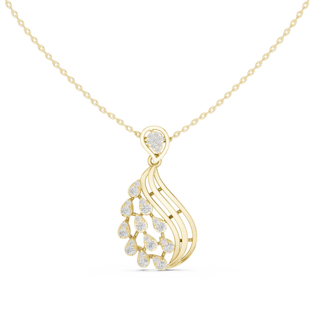 Teardrop Leaf Diamond Pendant | 14K & 18K Gold | IGI Certified