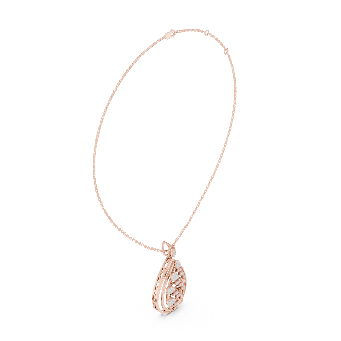 Leafy Teardrop Diamond Pendant | 14K & 18K Gold | IGI Certified