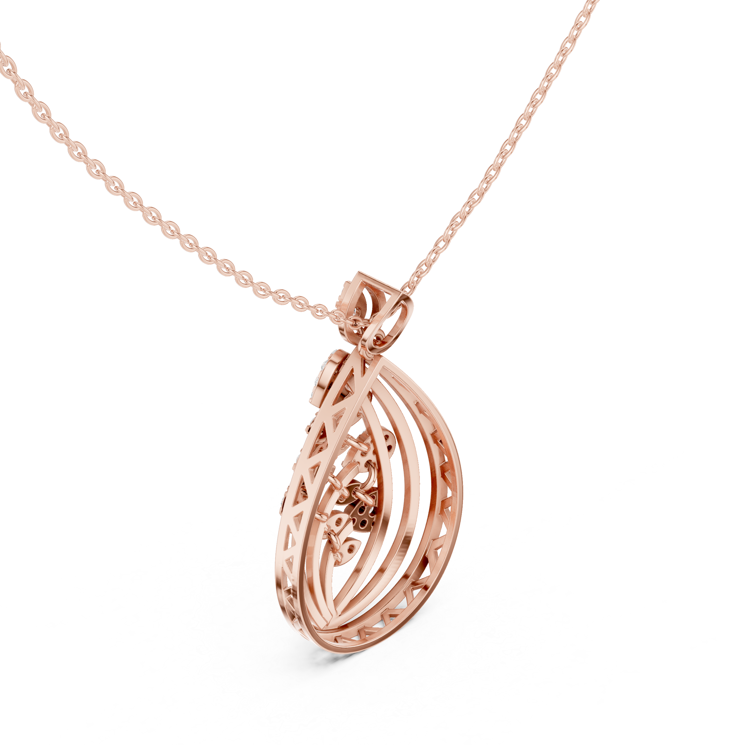 Leafy Teardrop Diamond Pendant | 14K & 18K Gold | IGI Certified