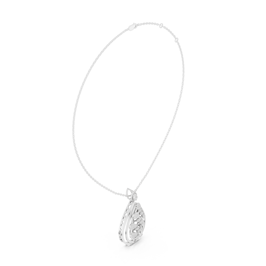 Leafy Teardrop Diamond Pendant | 14K & 18K Gold | IGI Certified