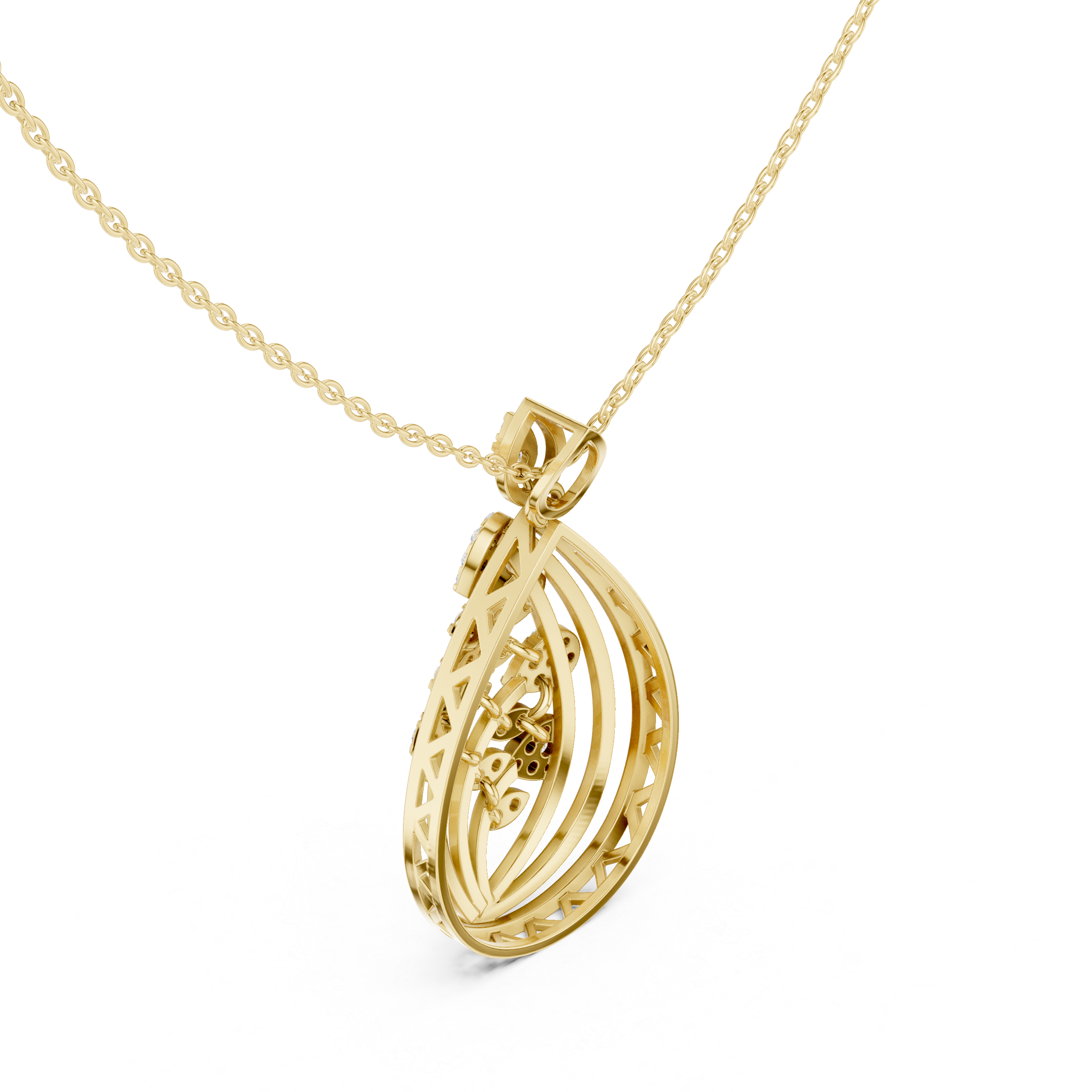 Leafy Teardrop Diamond Pendant | 14K & 18K Gold | IGI Certified