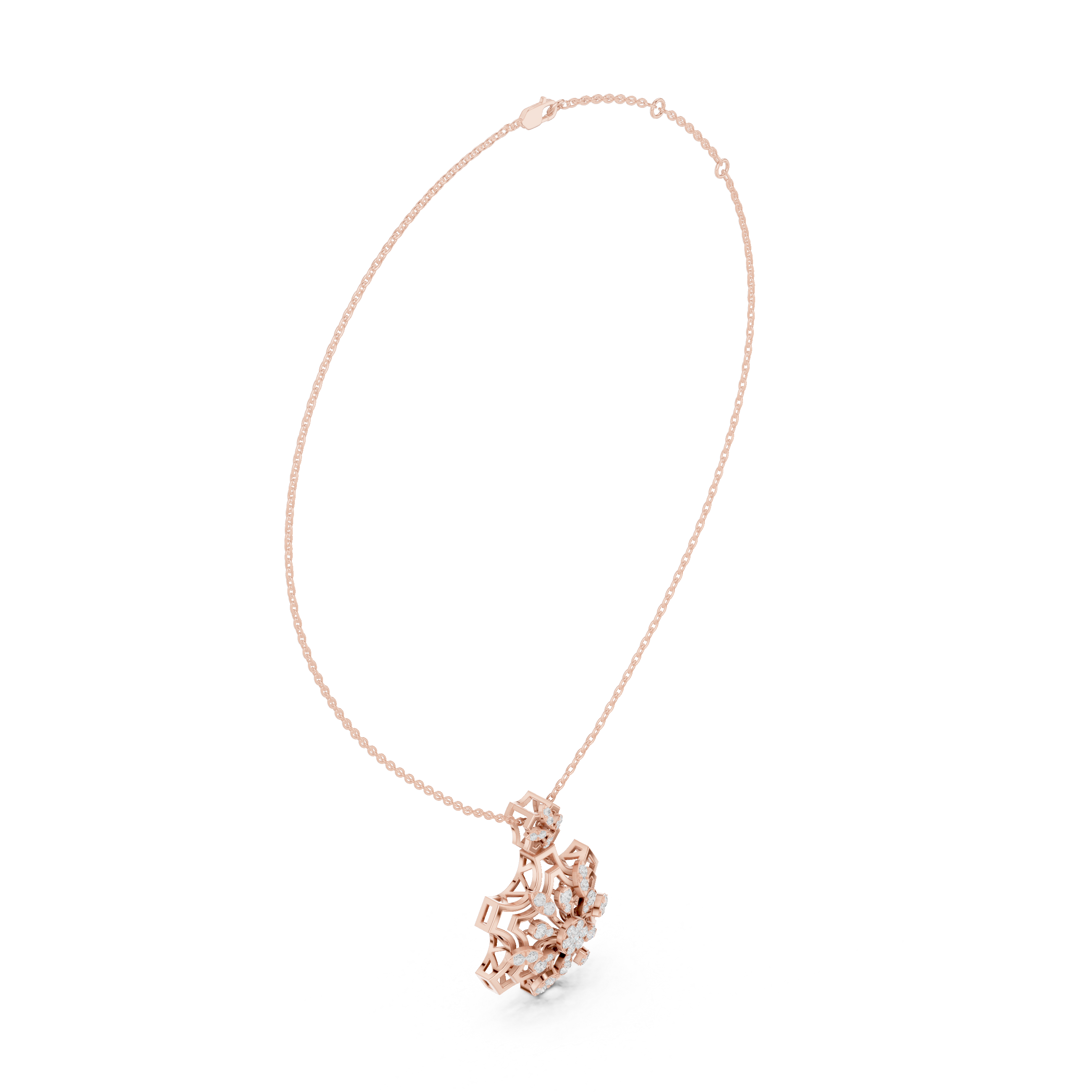 Geometric Floral Diamond Pendant | 14K & 18K Gold | IGI Certified