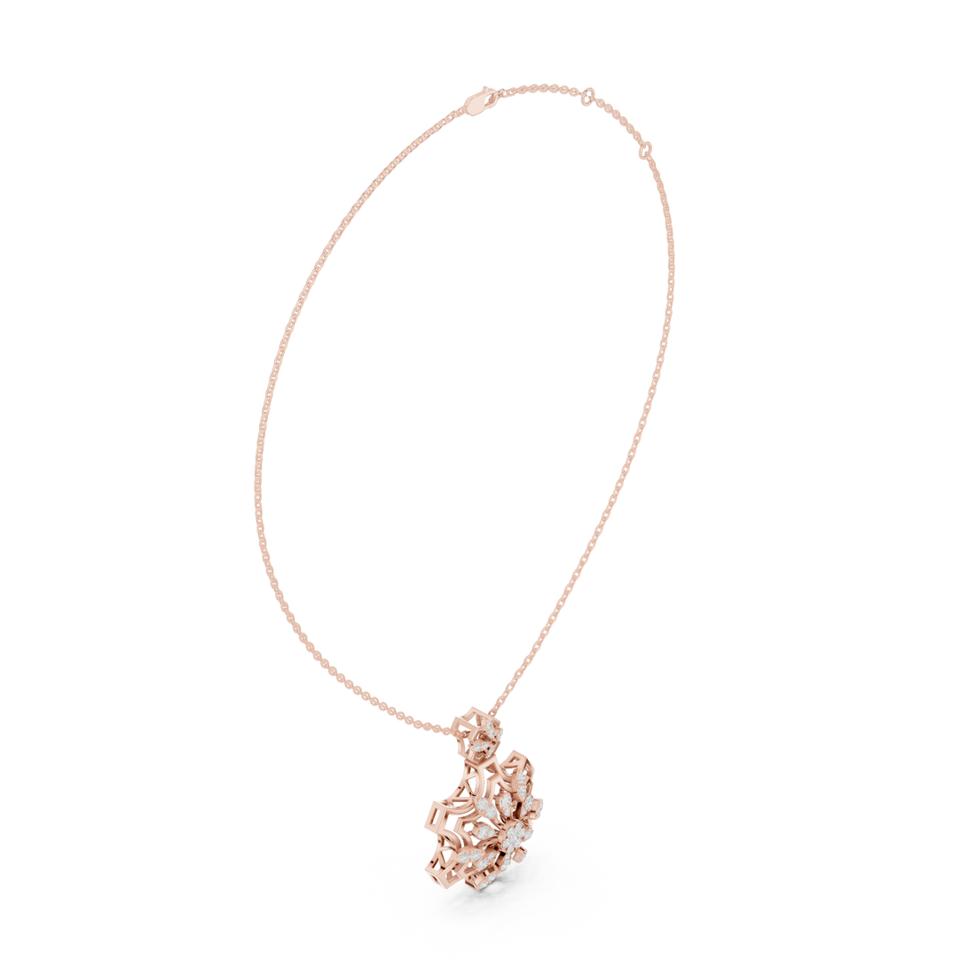 Geometric Floral Diamond Pendant | 14K & 18K Gold | IGI Certified