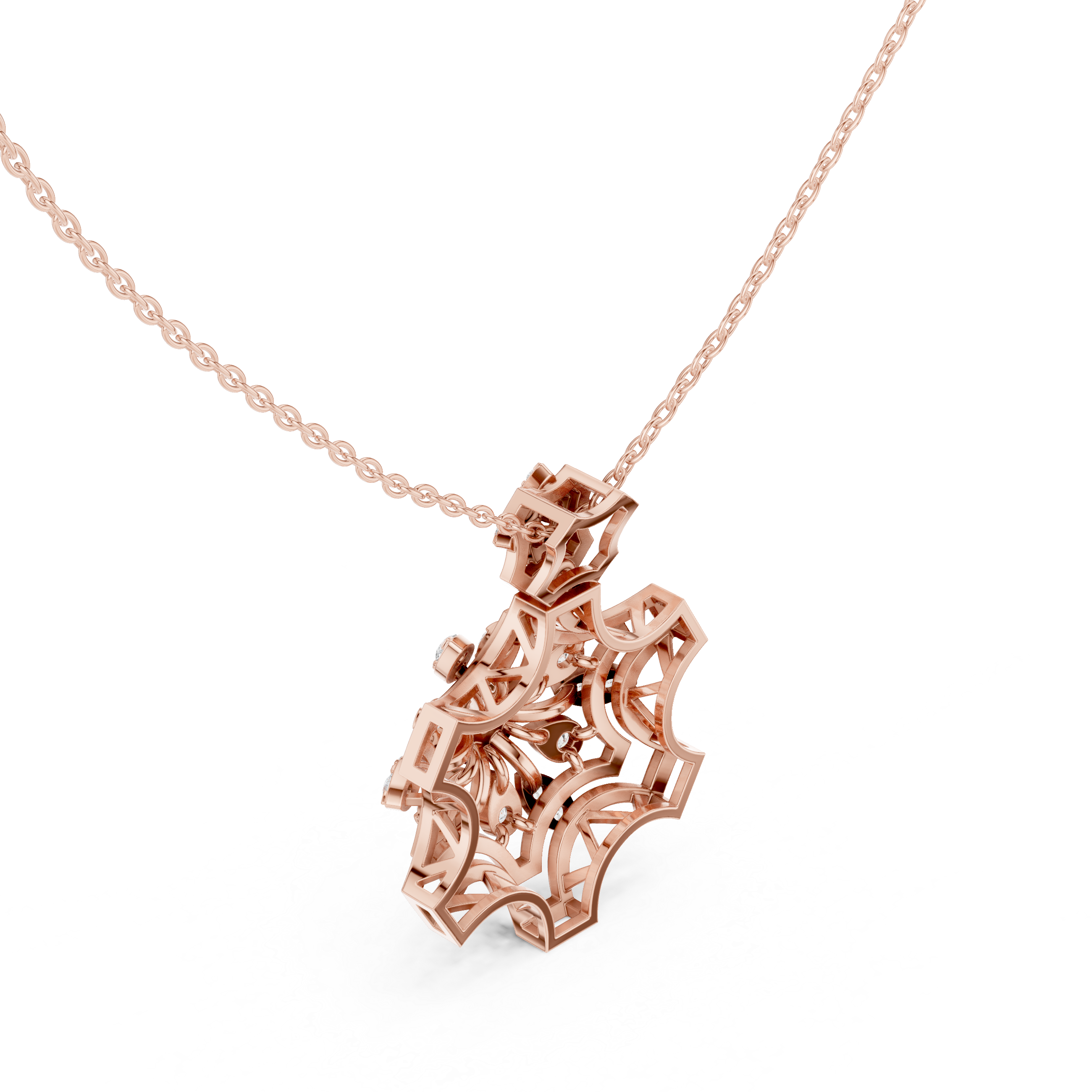 Geometric Floral Diamond Pendant | 14K & 18K Gold | IGI Certified