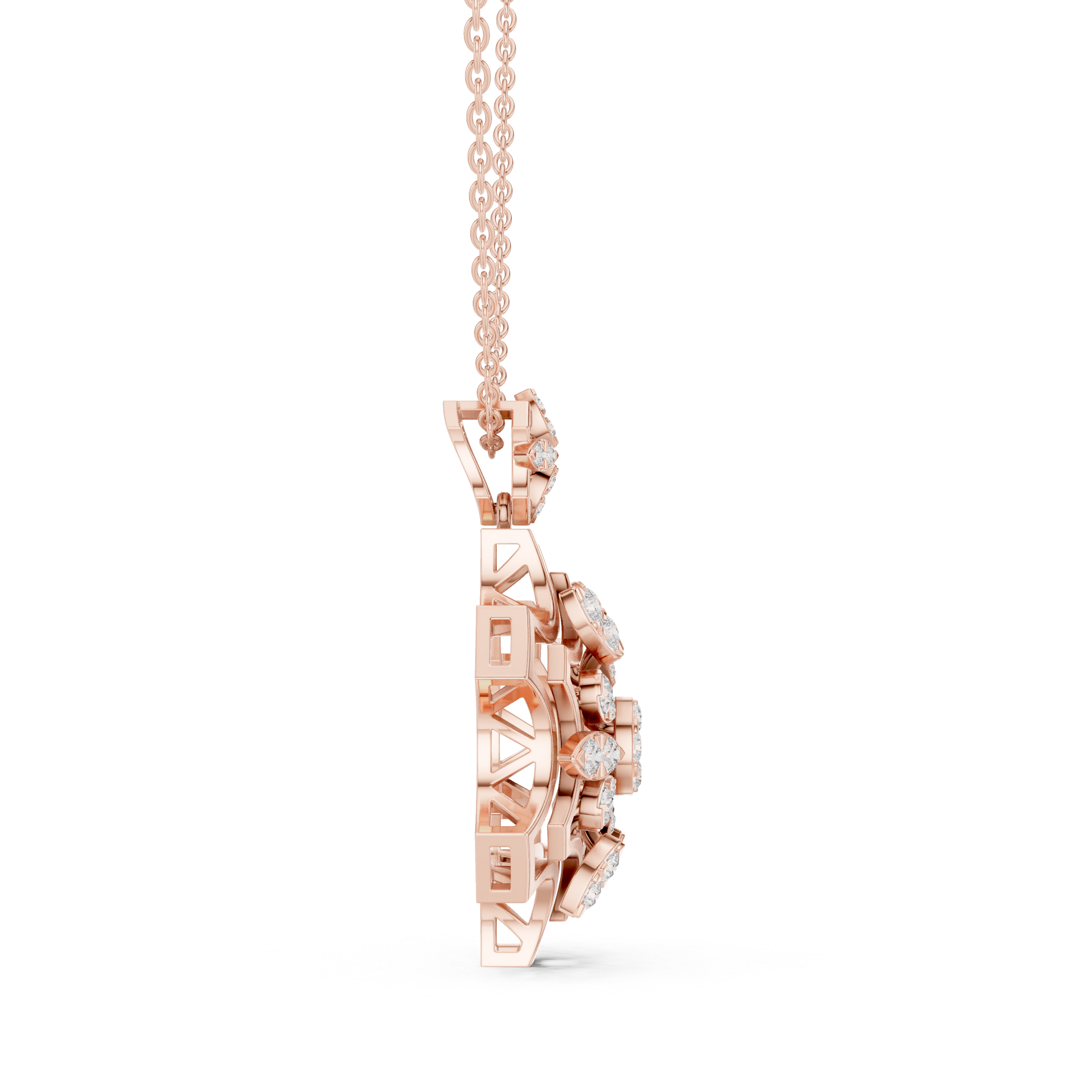 Geometric Floral Diamond Pendant | 14K & 18K Gold | IGI Certified