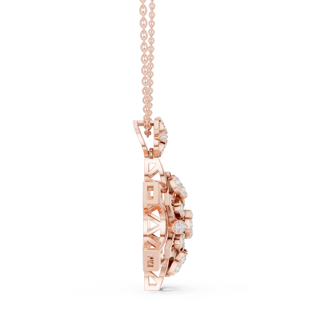 Geometric Floral Diamond Pendant | 14K & 18K Gold | IGI Certified